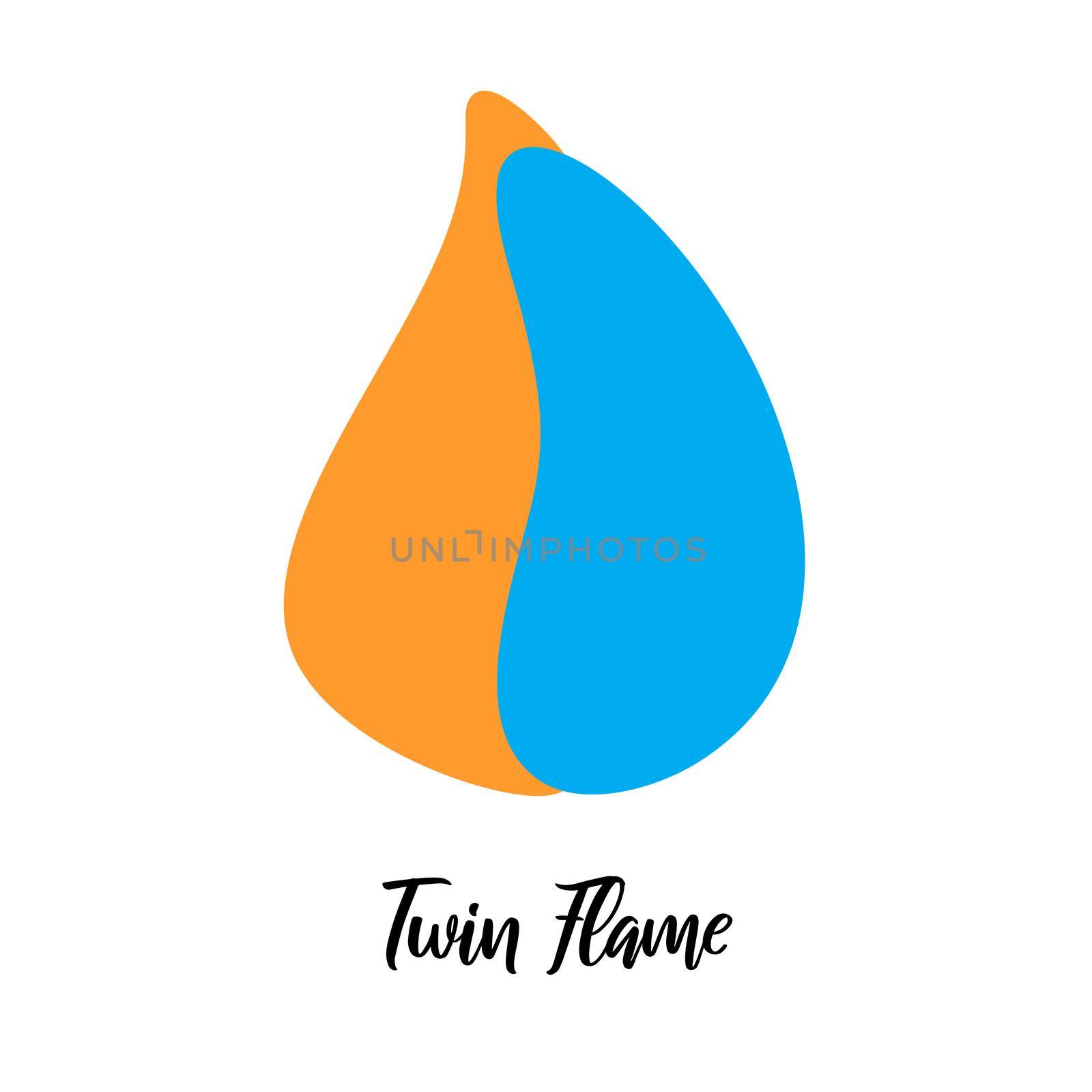 Orange and blue flame. Twin flame concept. Flat style. illustration on white background for web sites and much more.