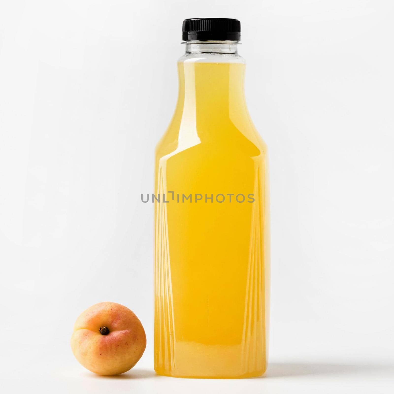 front view juice glass bottle with peach by Zahard
