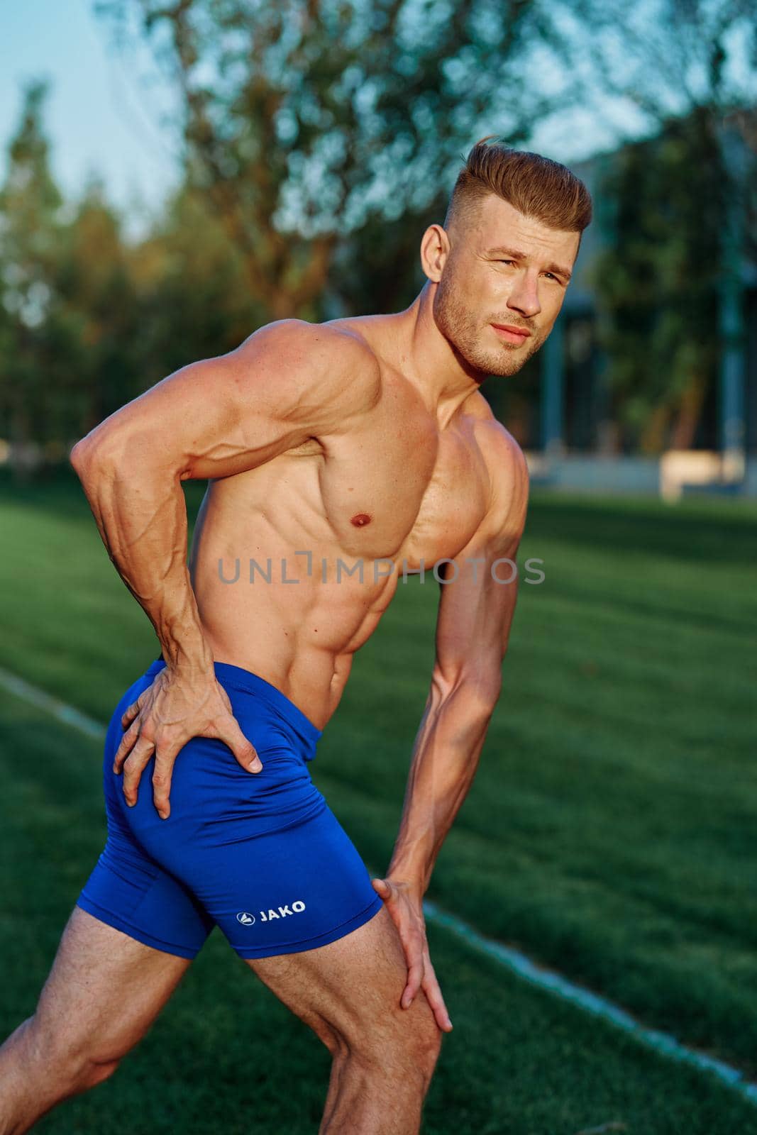 man in the park workout outdoor exercise by Vichizh