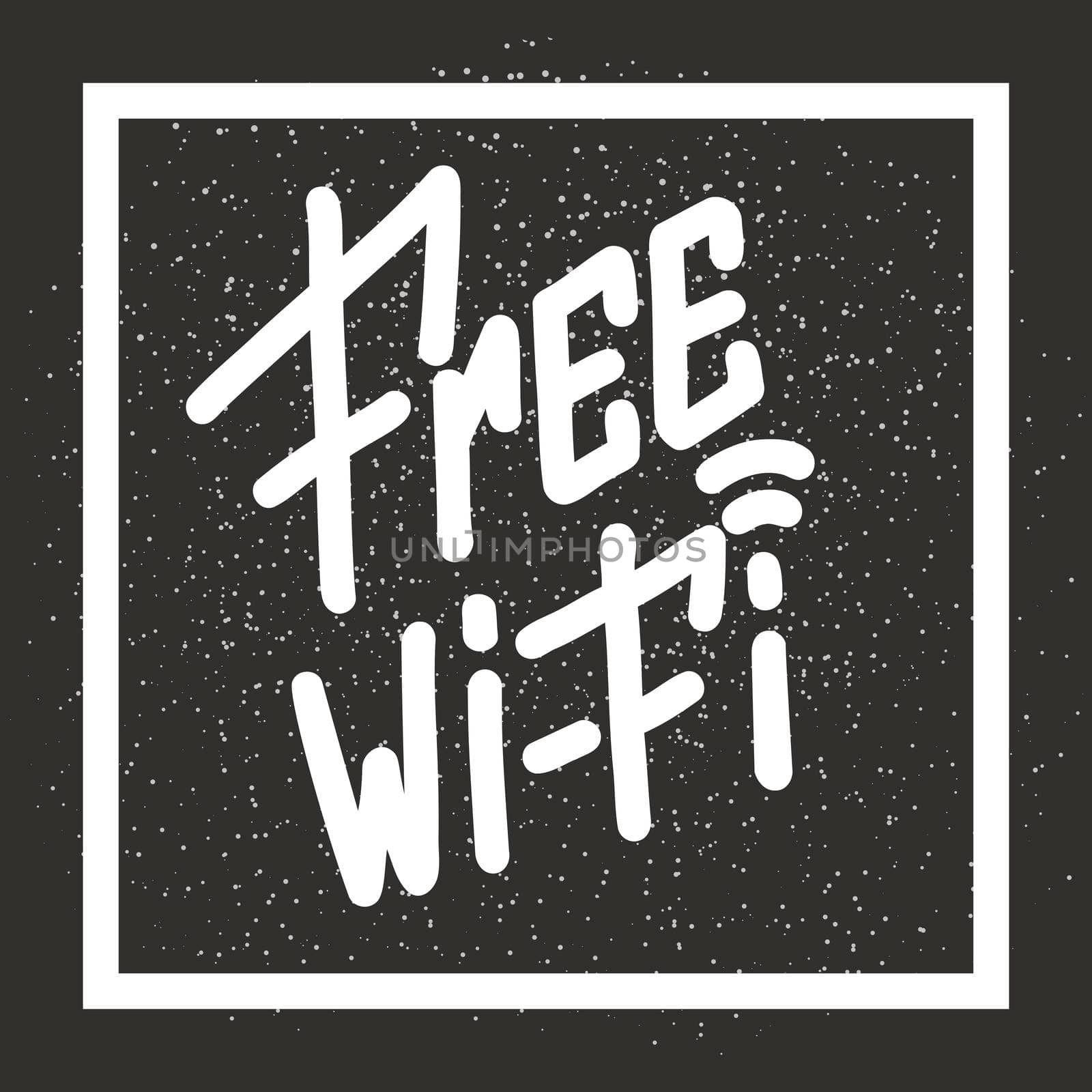 Free wi-fi. Handwritten lettering on dark background. illustration for posters, cards and much more.