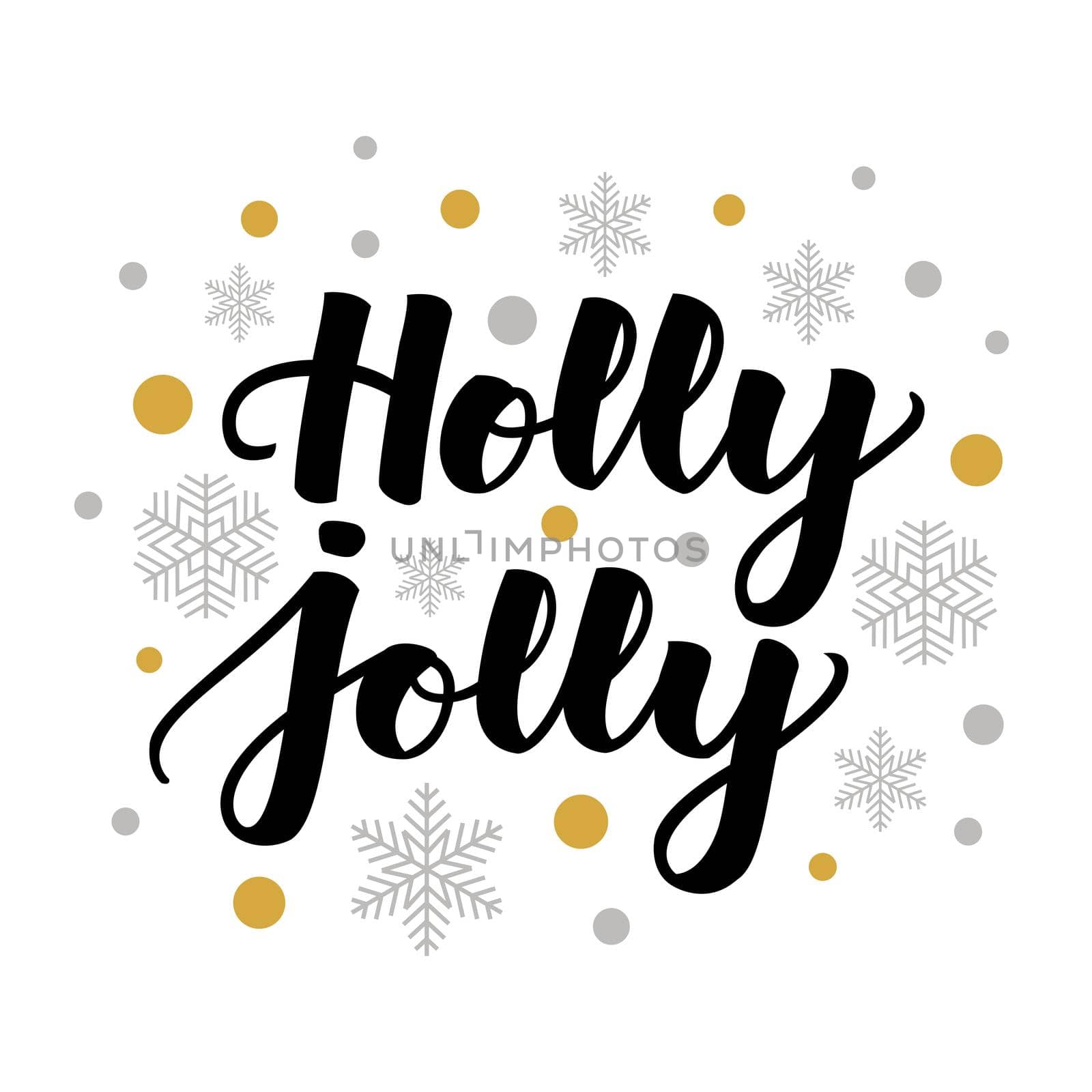 Holly Jolly. Handwritten lettering isolated on white background. illustration for greeting cards, posters and much more.