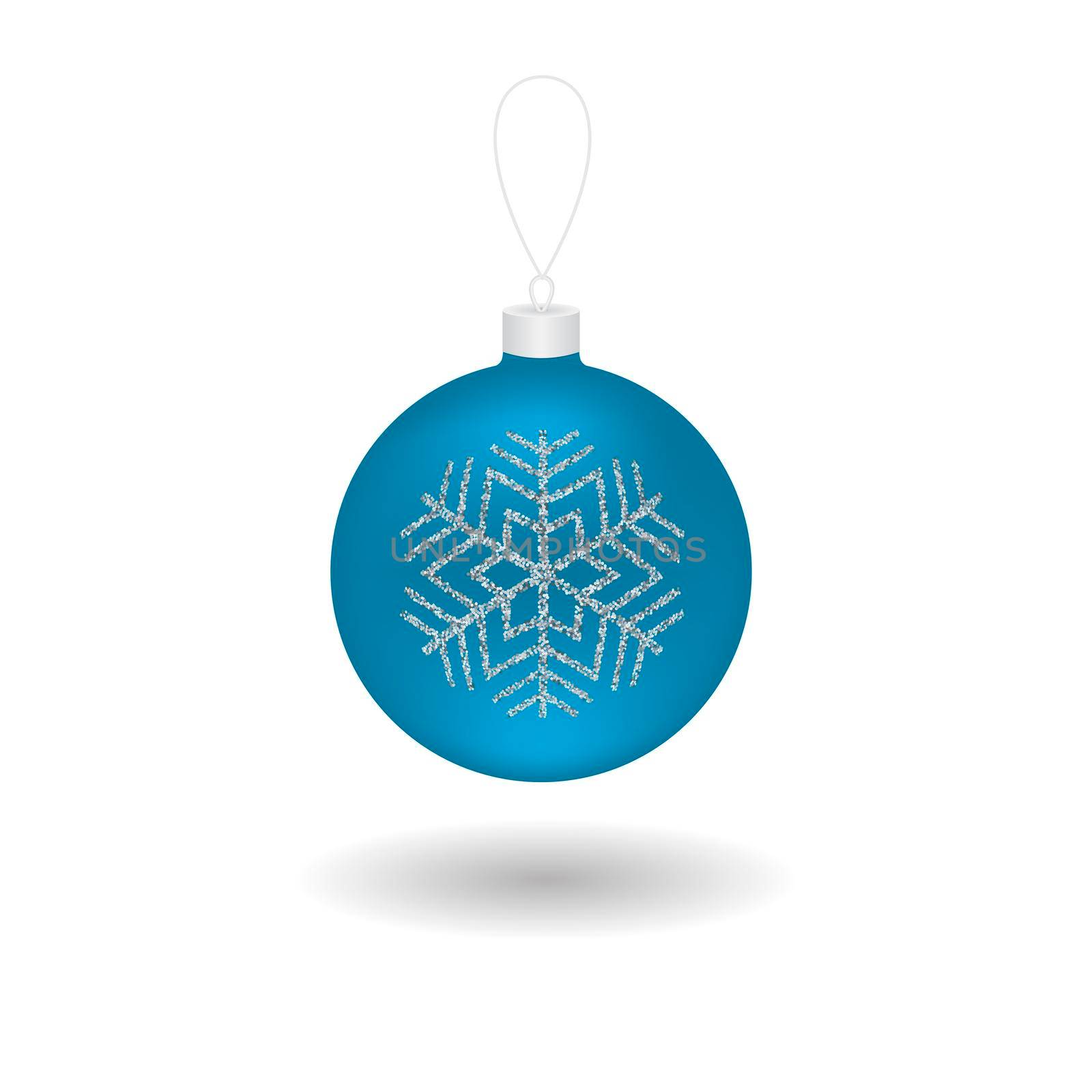 Blue realistic christmas ball with glitter pattern. illustration isolated on white background for design of greeting cards, banners, flyers and much more.