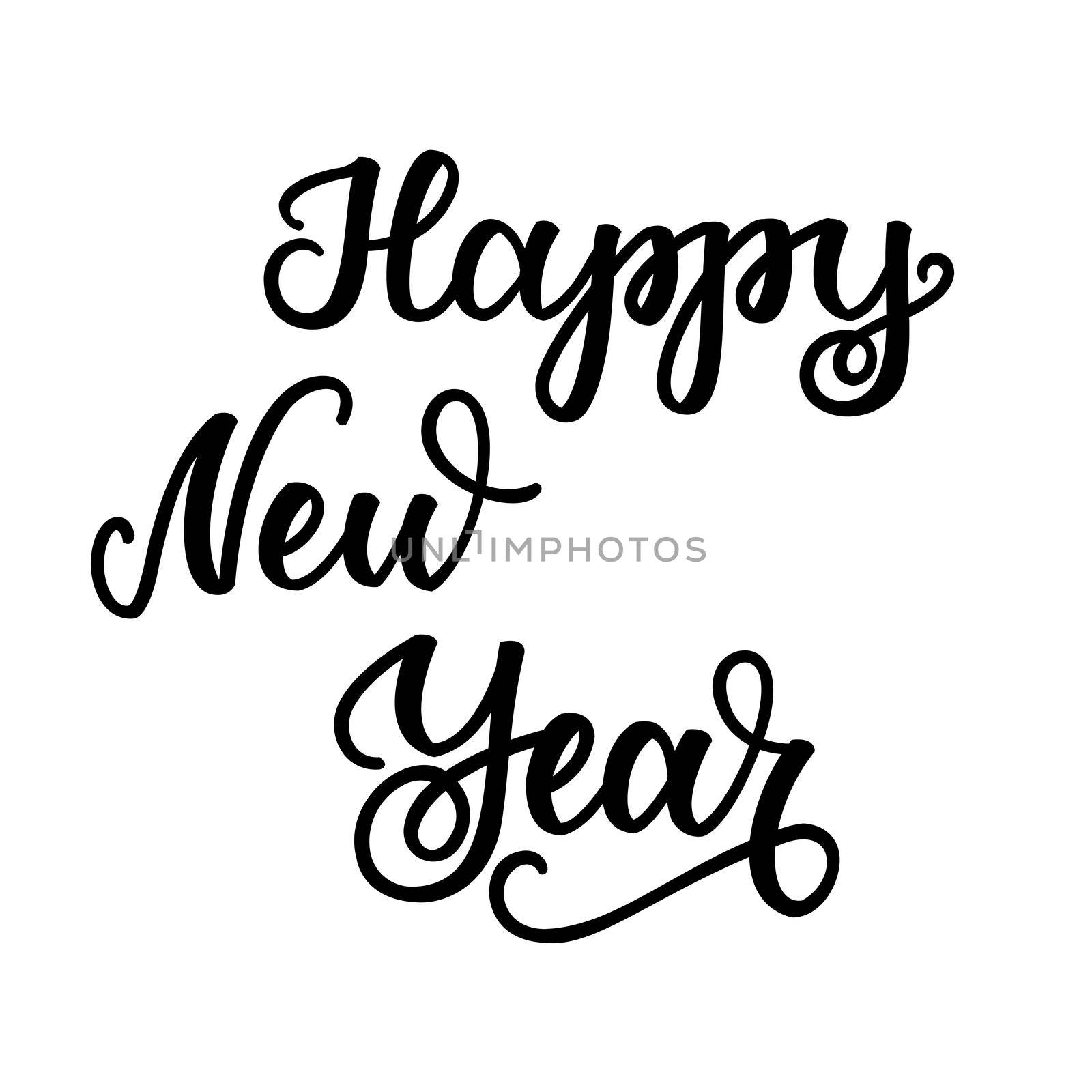 Happy New Year. Handwritten lettering isolated on white background. illustration for greeting cards, posters, web banners and much more.