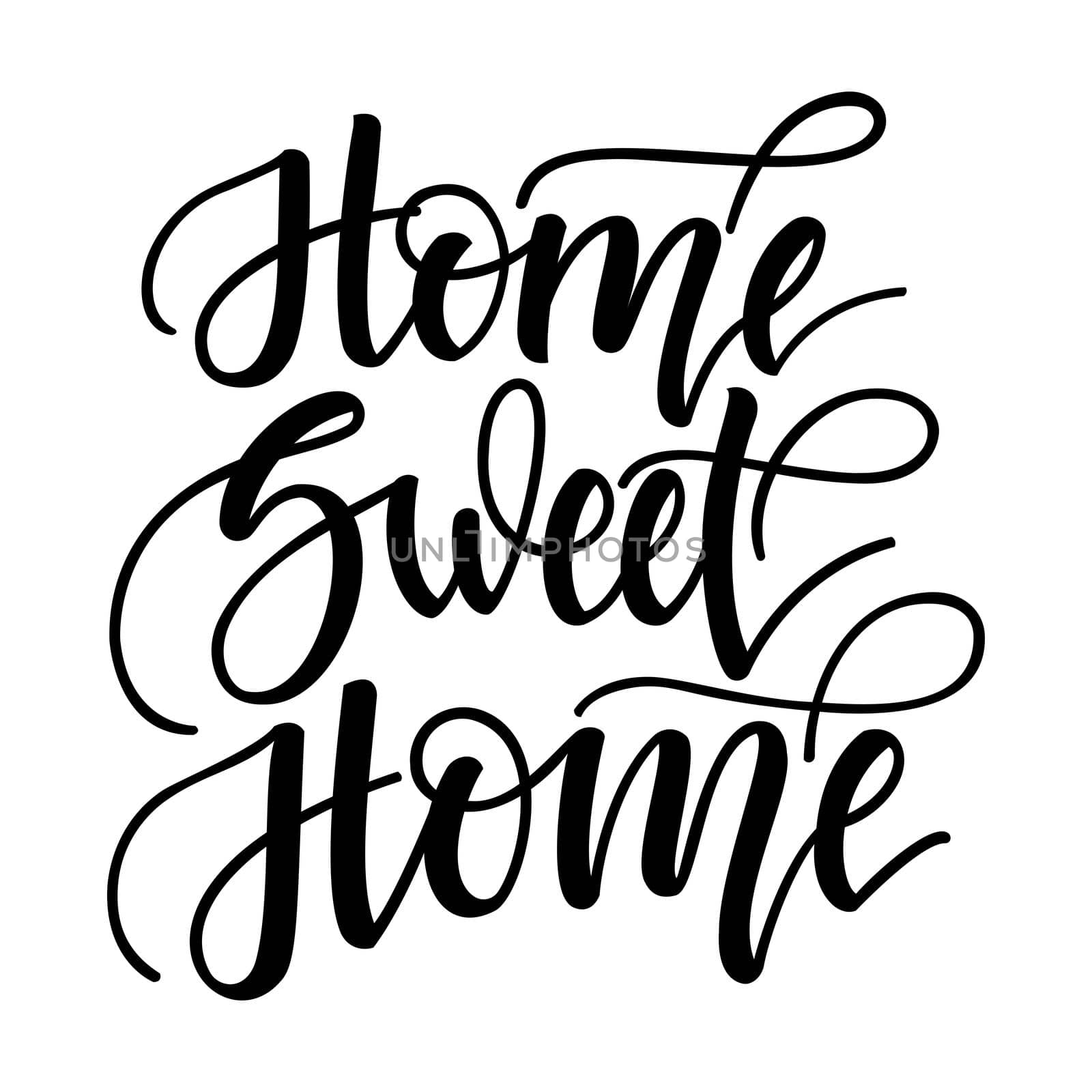 Home sweet home. Inspirational lettering isolated on white background. Positive quote. illustration for cards, posters and much more.
