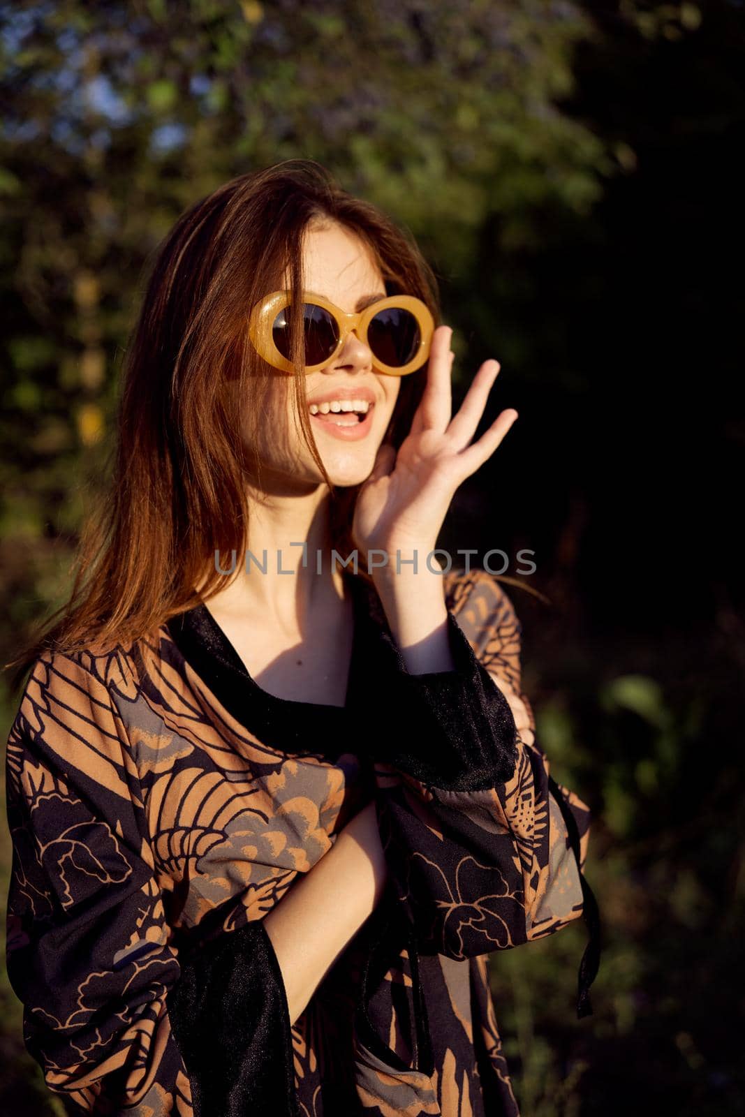 pretty woman wearing sunglasses outdoors fashion nature by Vichizh