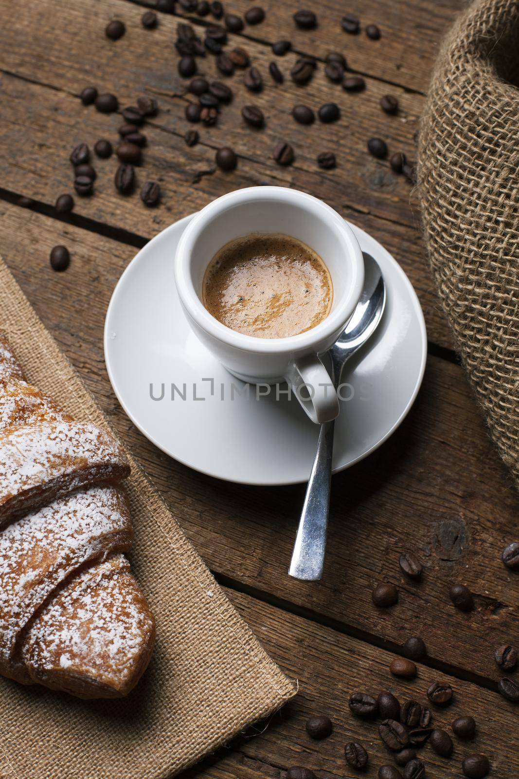 espresso with croissant coffee seeds by Zahard
