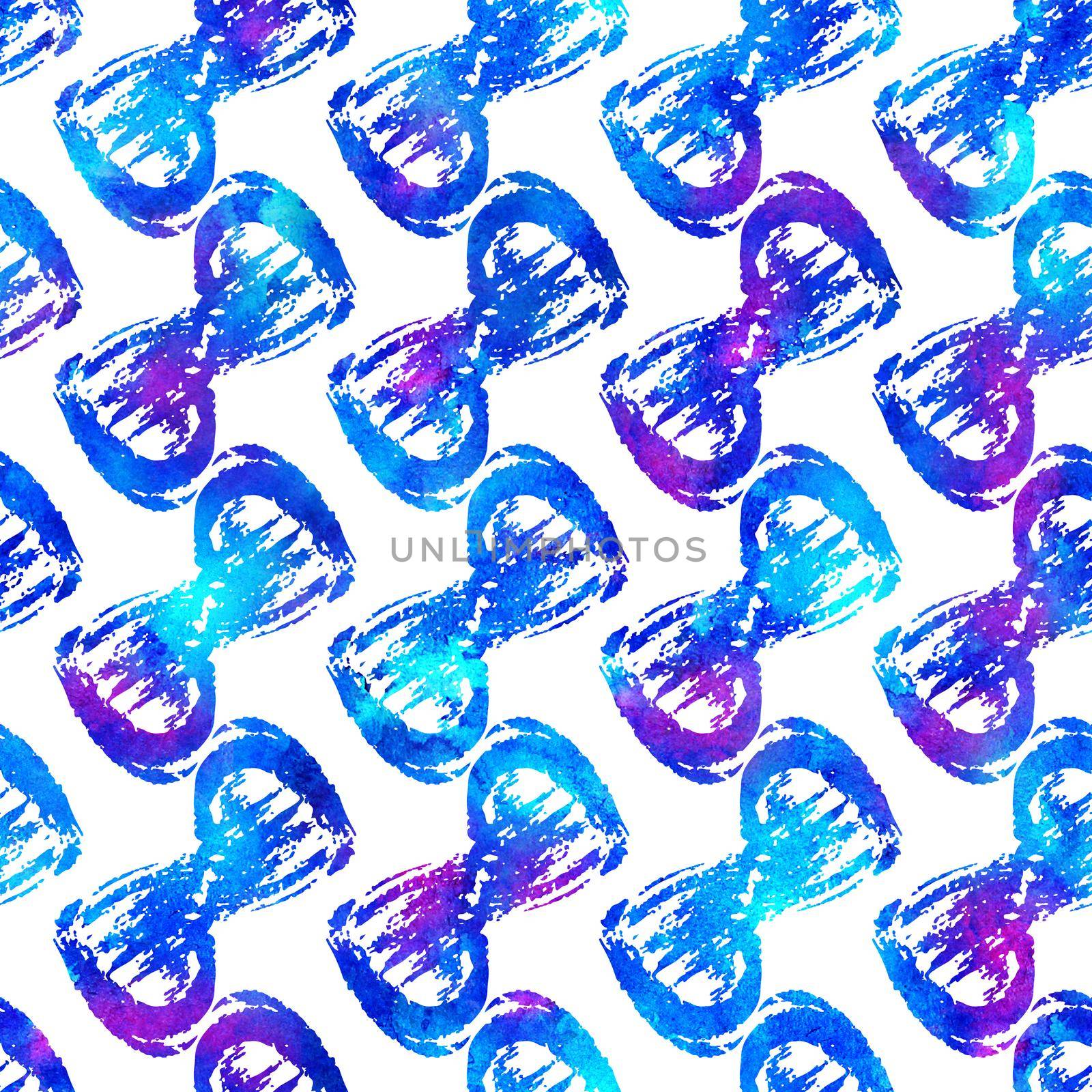 Brush Stroke Geometric Grung Pattern Seamless in Blue Color Background. Gunge Collage Watercolor Texture for Teen and School Kids Fabric Prints Grange Design by DesignAB