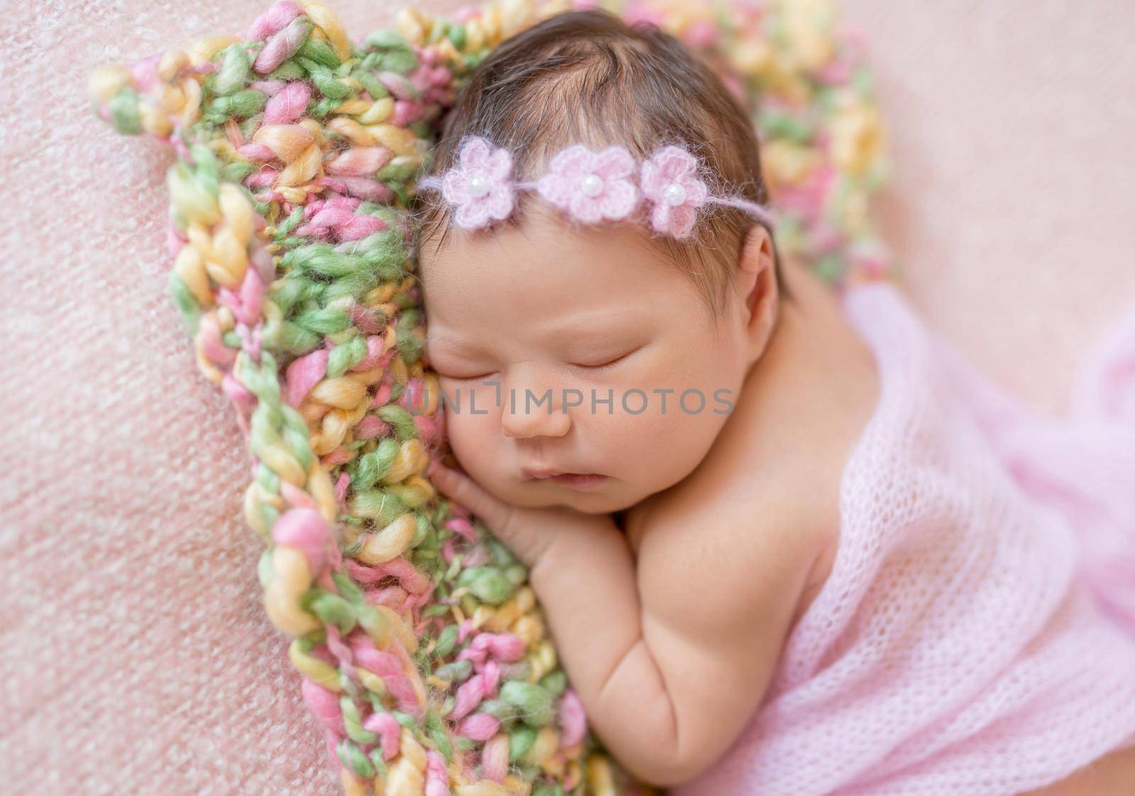 Cute sleeping newborn baby girl