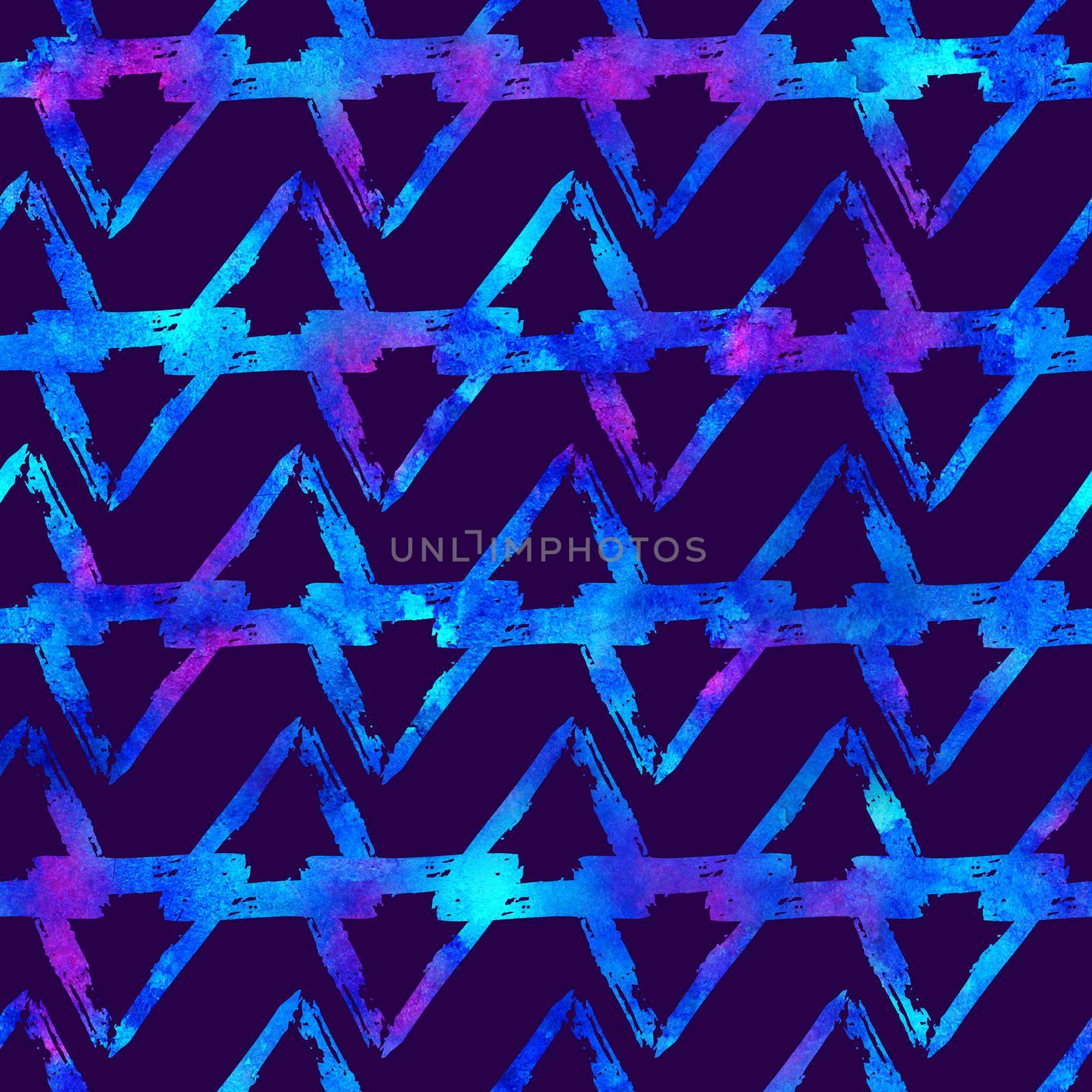 Brush Stroke Geometric Grung Pattern Seamless in Blue Color Background. Gunge Collage Watercolor Texture for Teen and School Kids Fabric Prints Grange Design with lines by DesignAB