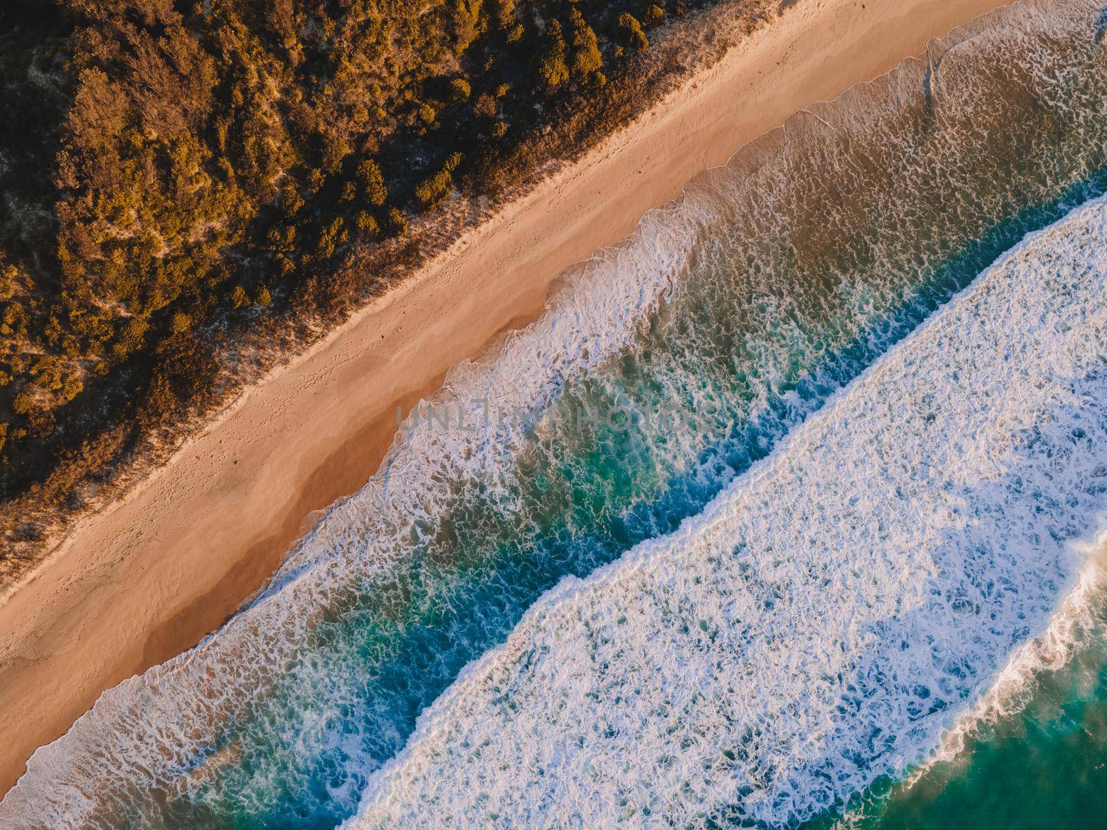 Aerial Photo of beach, Lake Tabourie beach, Australia by braydenstanfordphoto