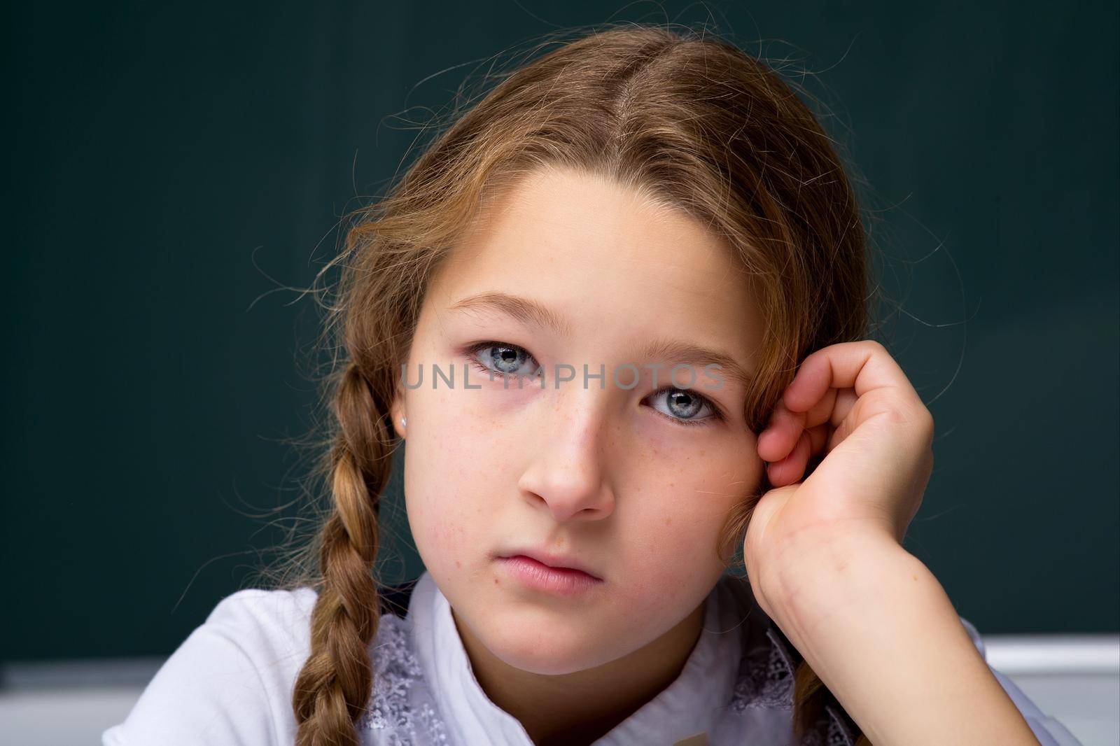Portrait of cute schoolgirl.Back to school, education concept. by kolesnikov_studio