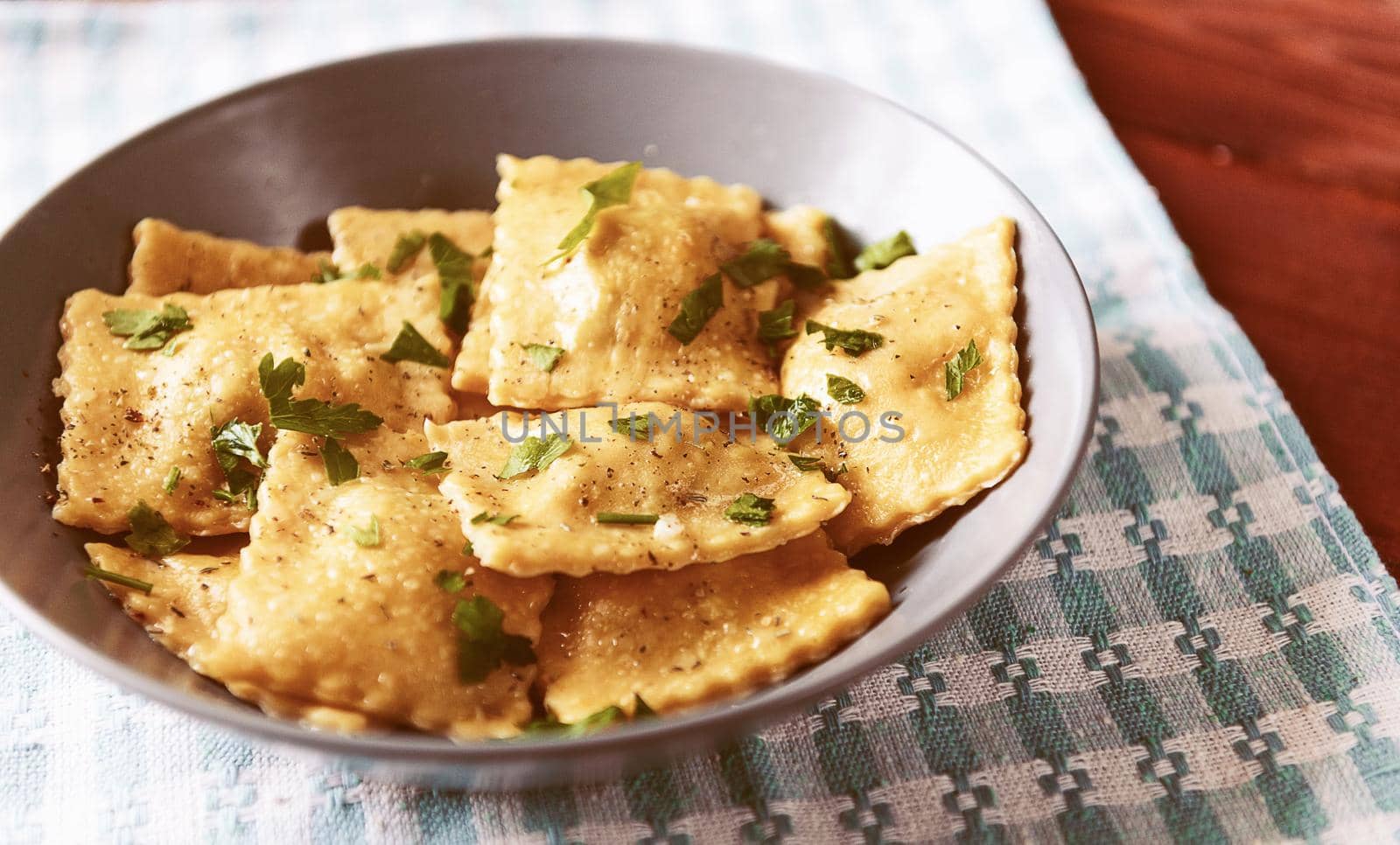 Plate with authentic ravioli