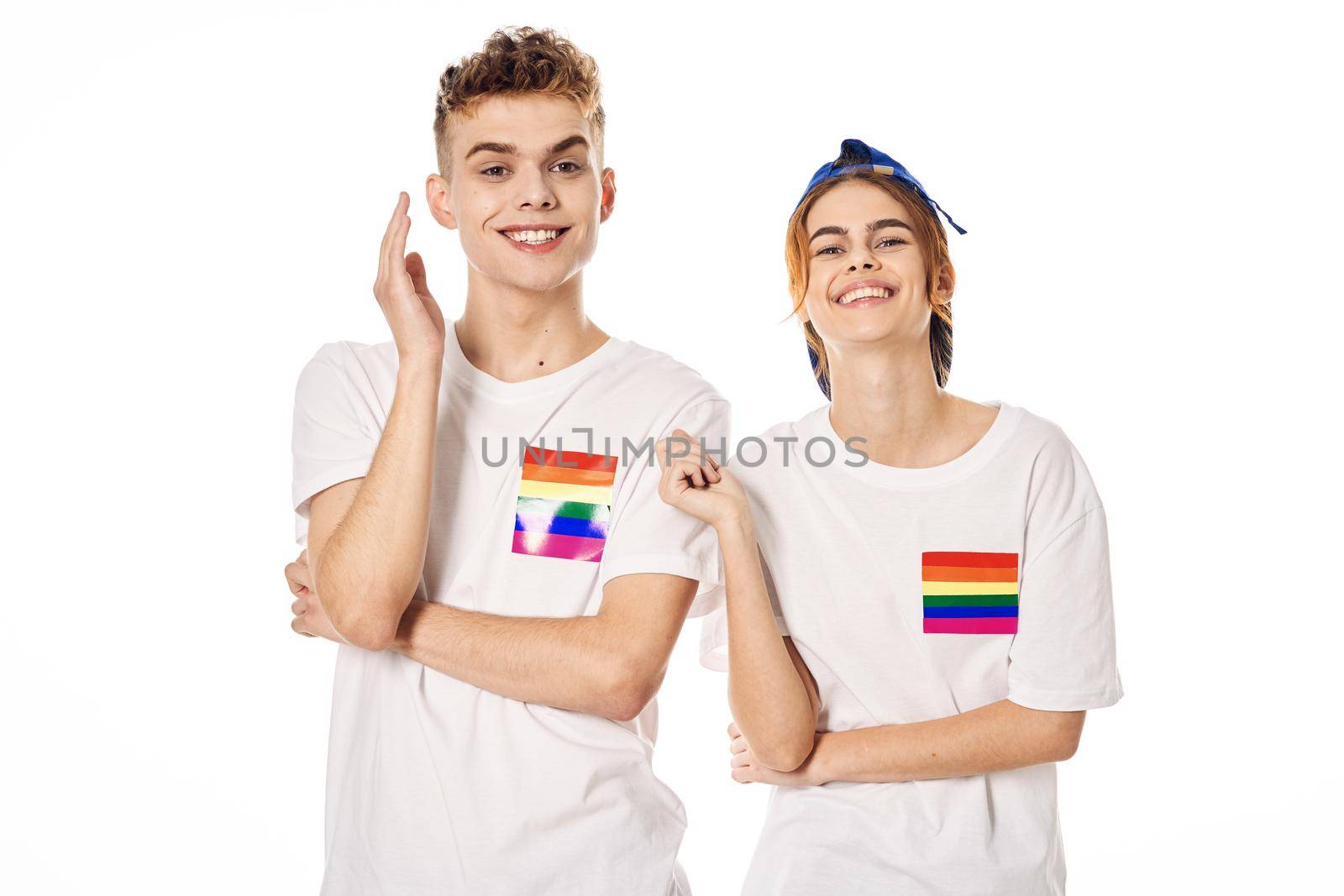 young couple lgbt community flag transgender lifestyle by Vichizh