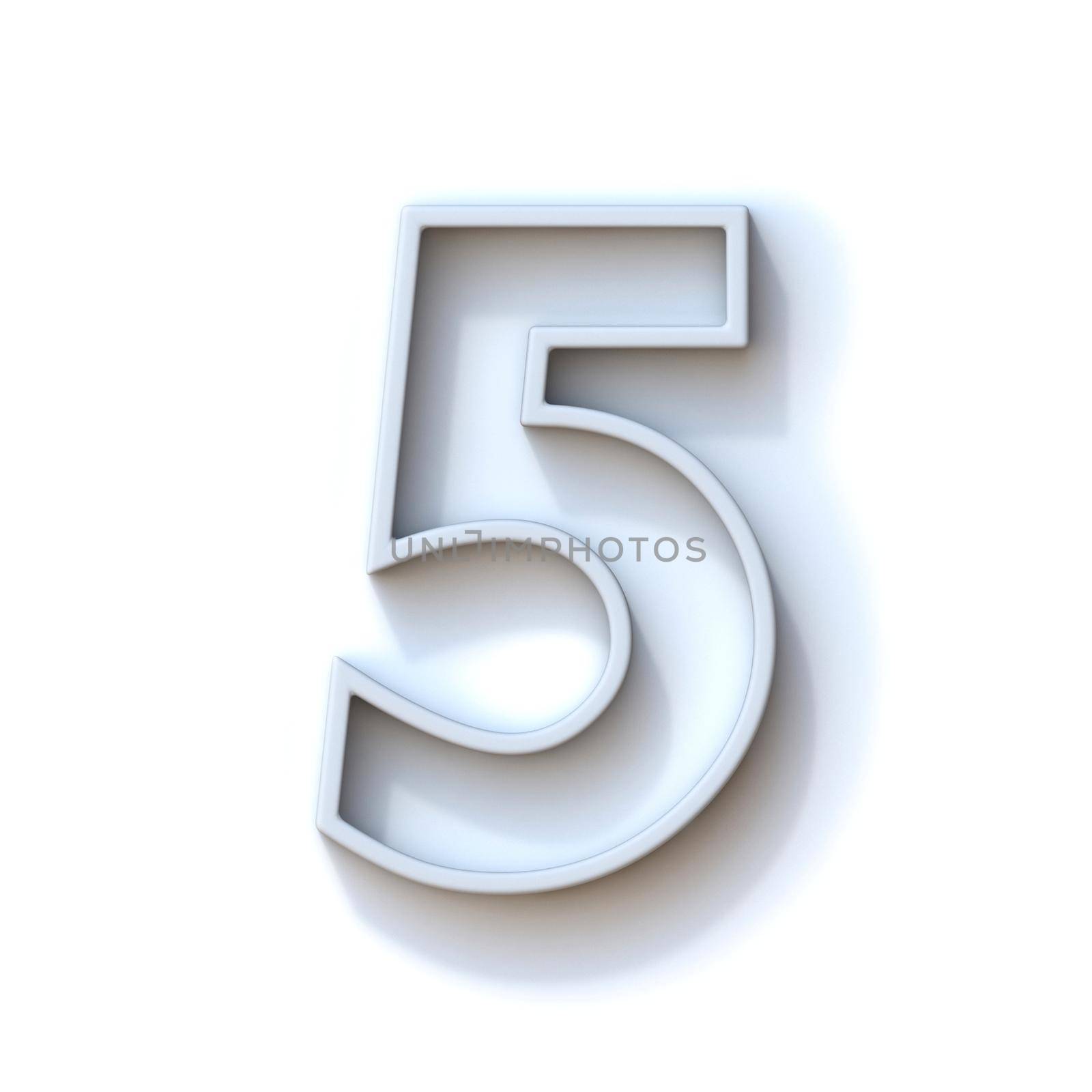 Grey extruded outlined font with shadow Number 5 FIVE 3D by djmilic