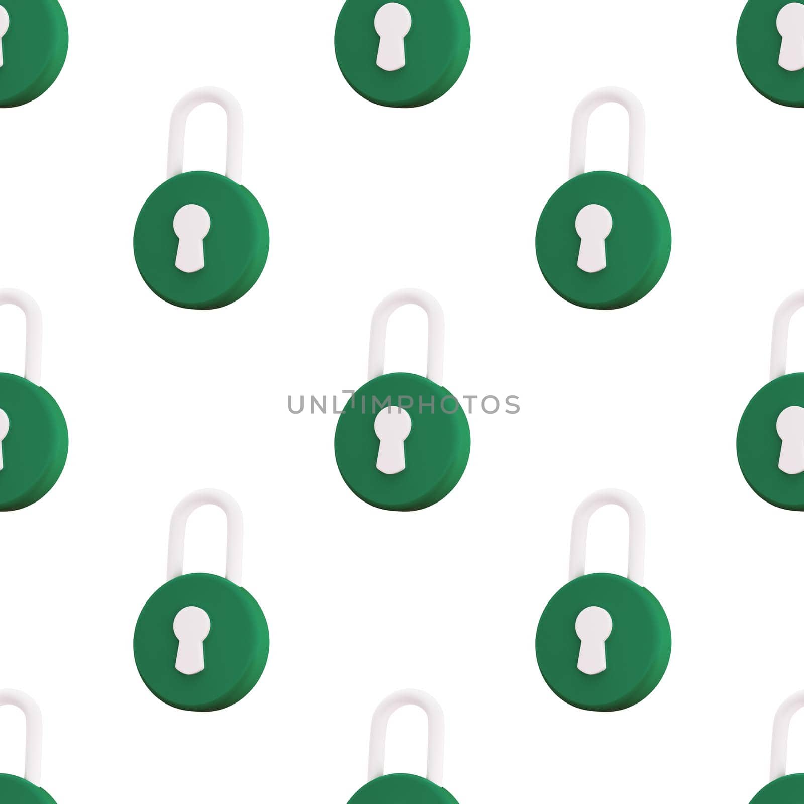 Padlock seamless pattern. Security, safety, protection, privacy concept. Minimalism concept. 3d illustration 3D render