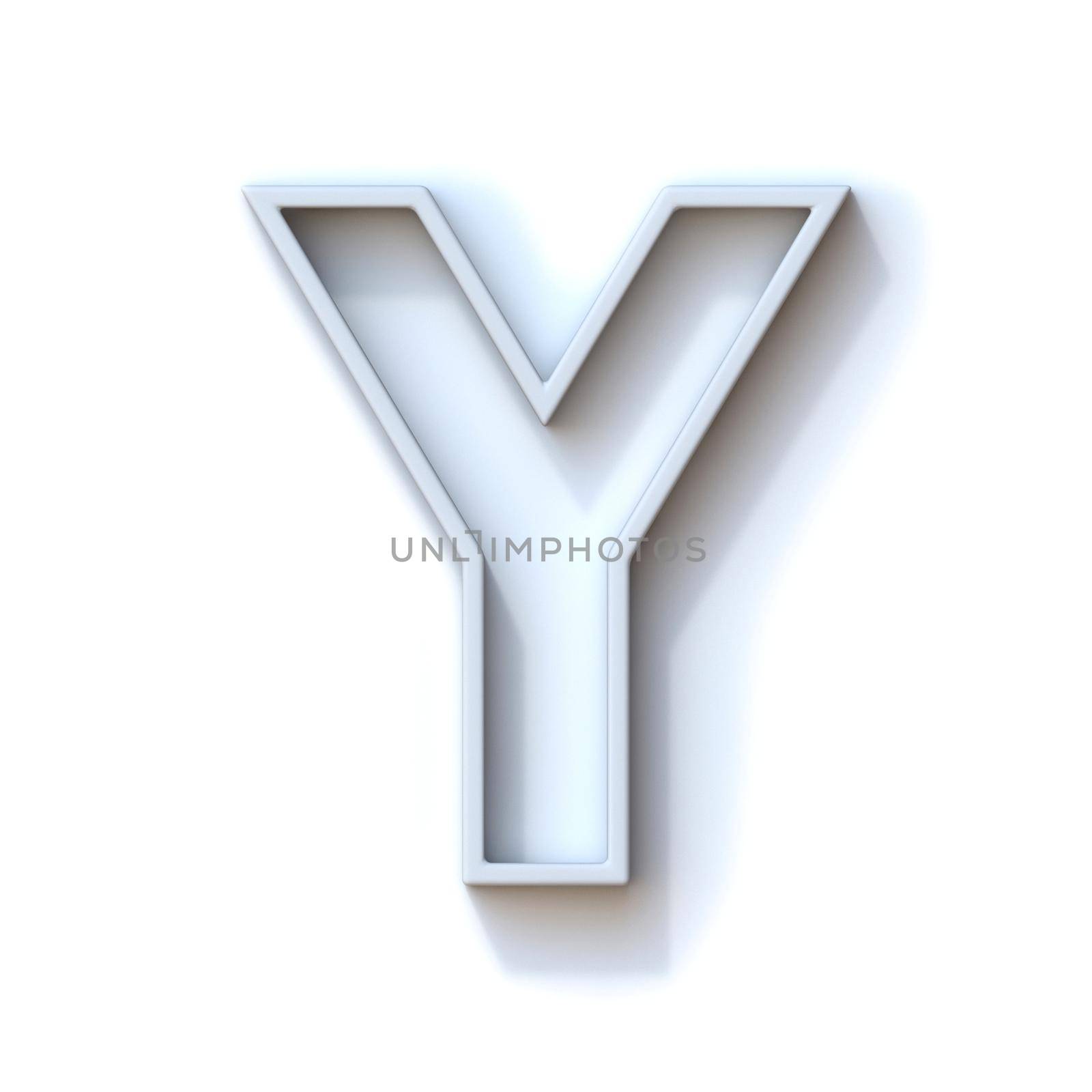 Grey extruded outlined font with shadow Letter Y 3D rendering illustration isolated on white background