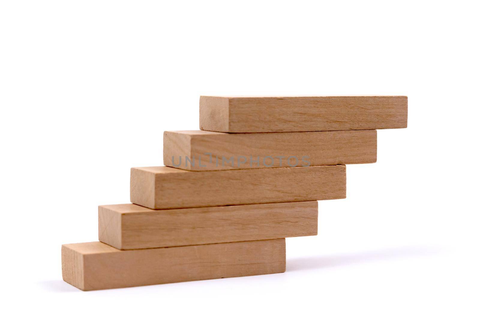 Wood block stacking as step stair, Business concept for growth success process