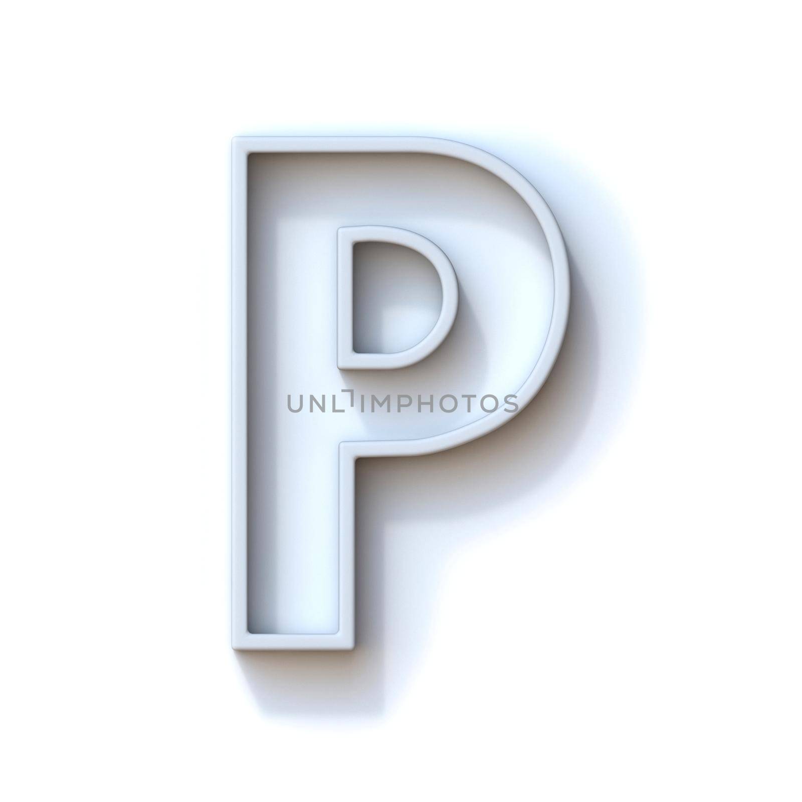 Grey extruded outlined font with shadow Letter P 3D by djmilic