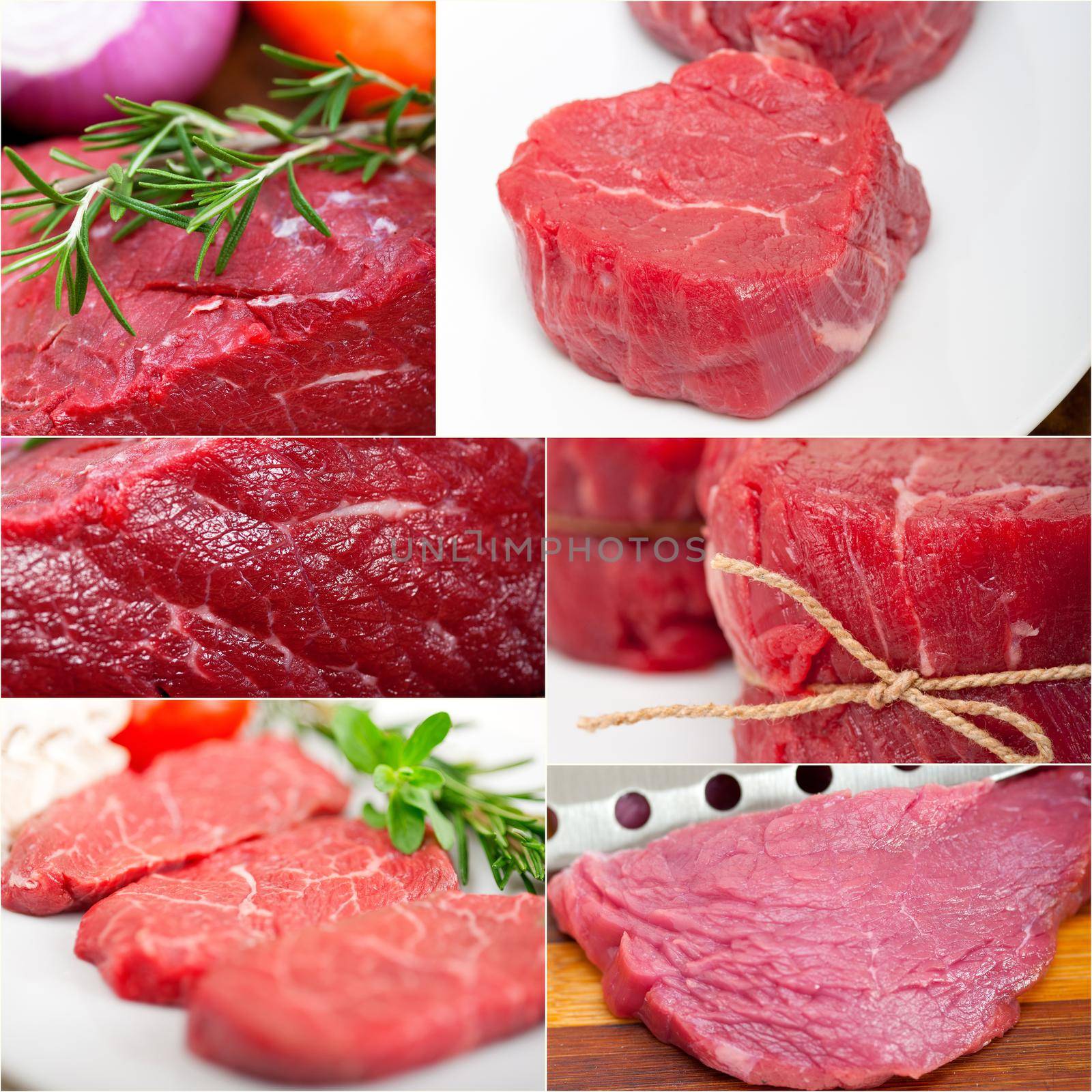 different raw beef cuts collage by keko64