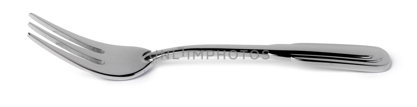 Steel metal fork isolated on white background, cutlery