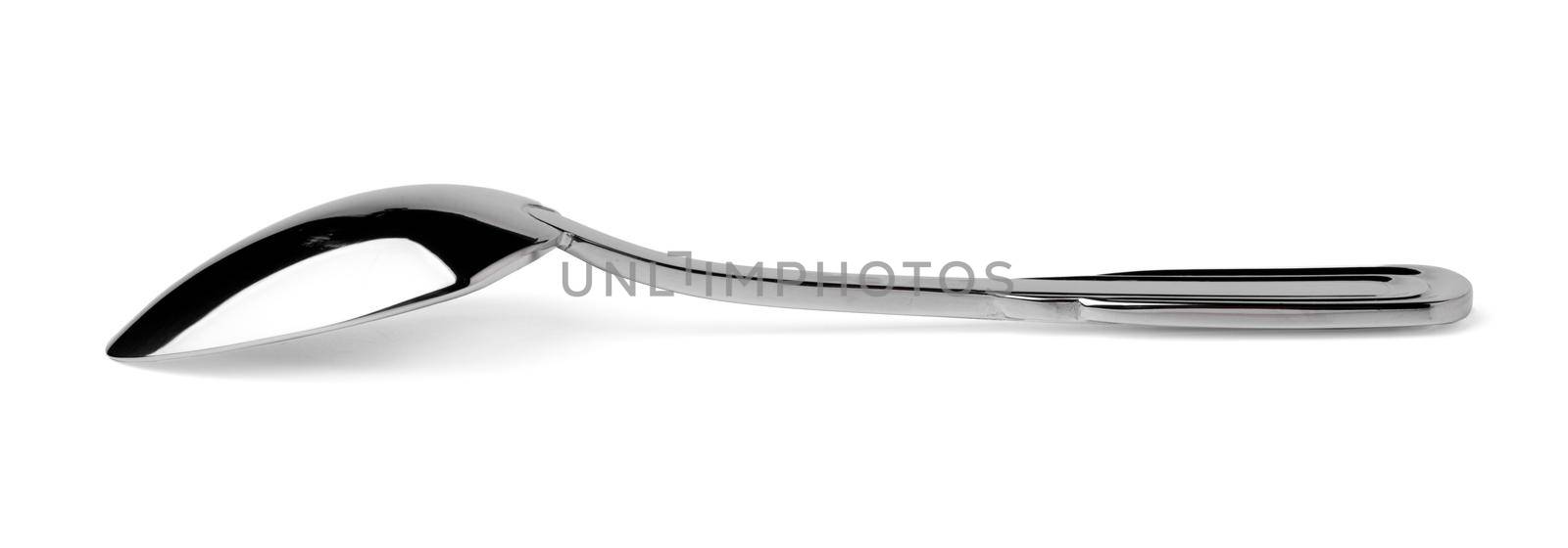 Metal steel spoon isolated on white background, cutlery