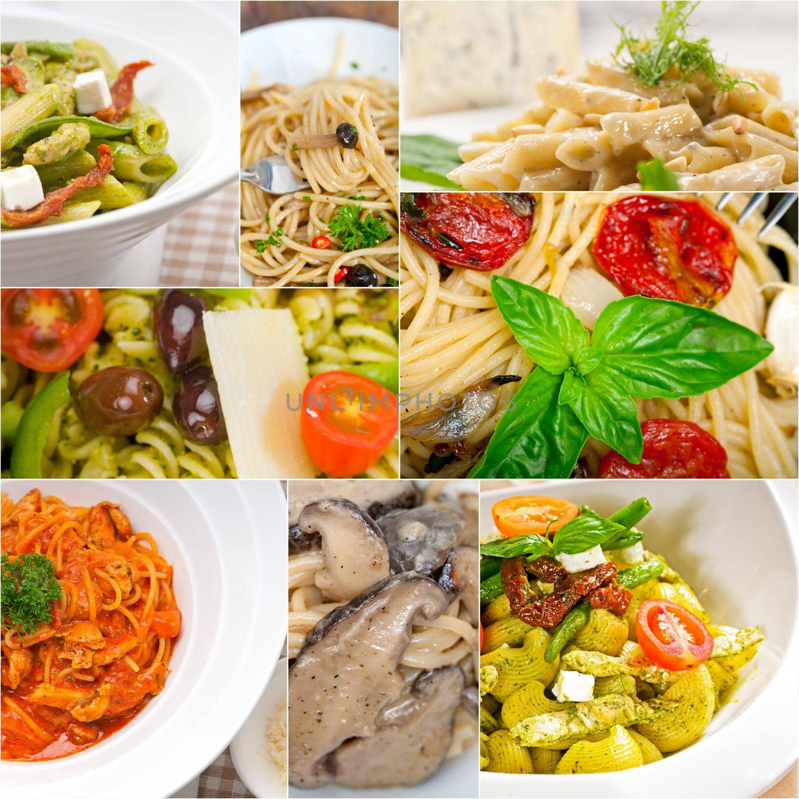 collection of different type of Italian pasta collage by keko64