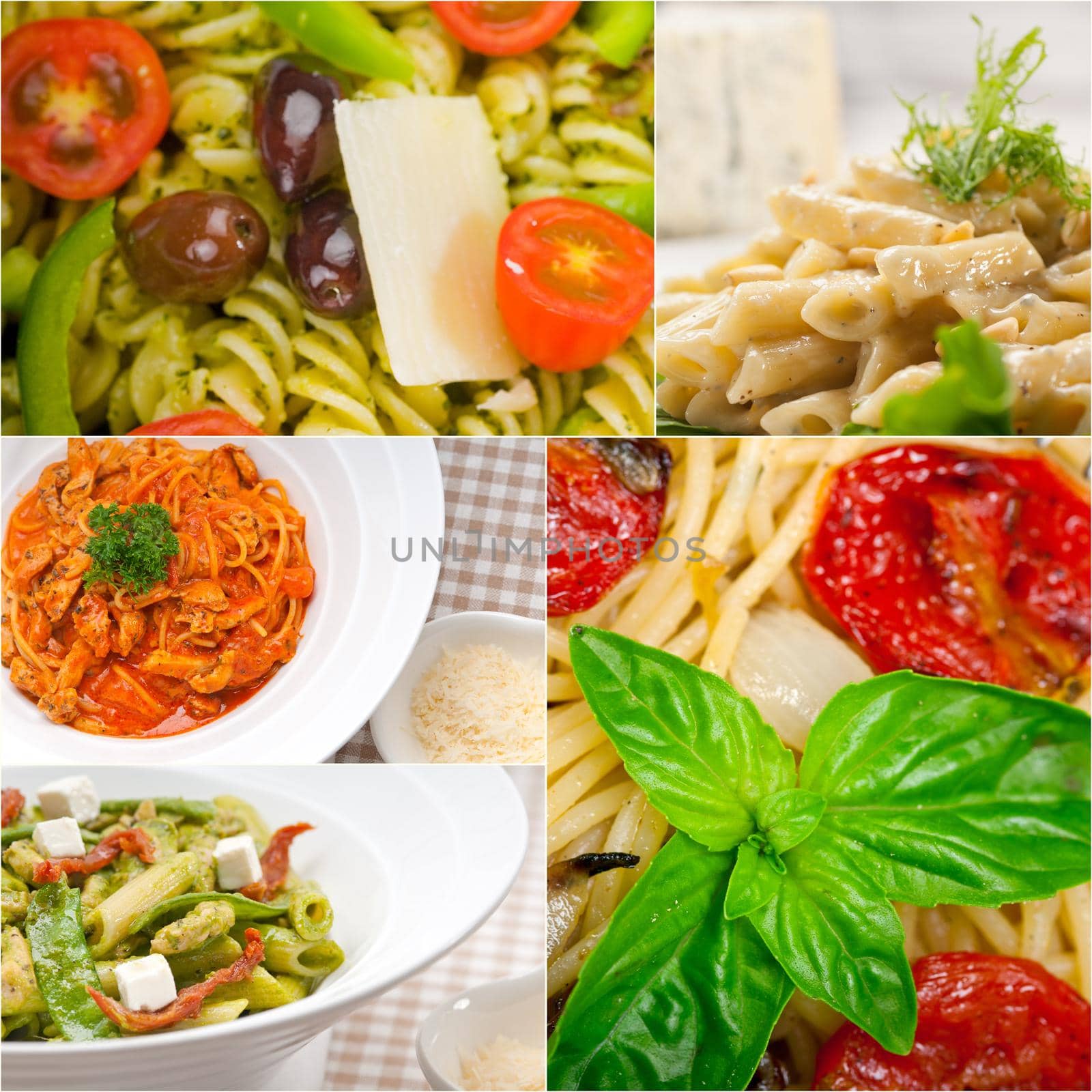 collection of different type of Italian pasta collage by keko64