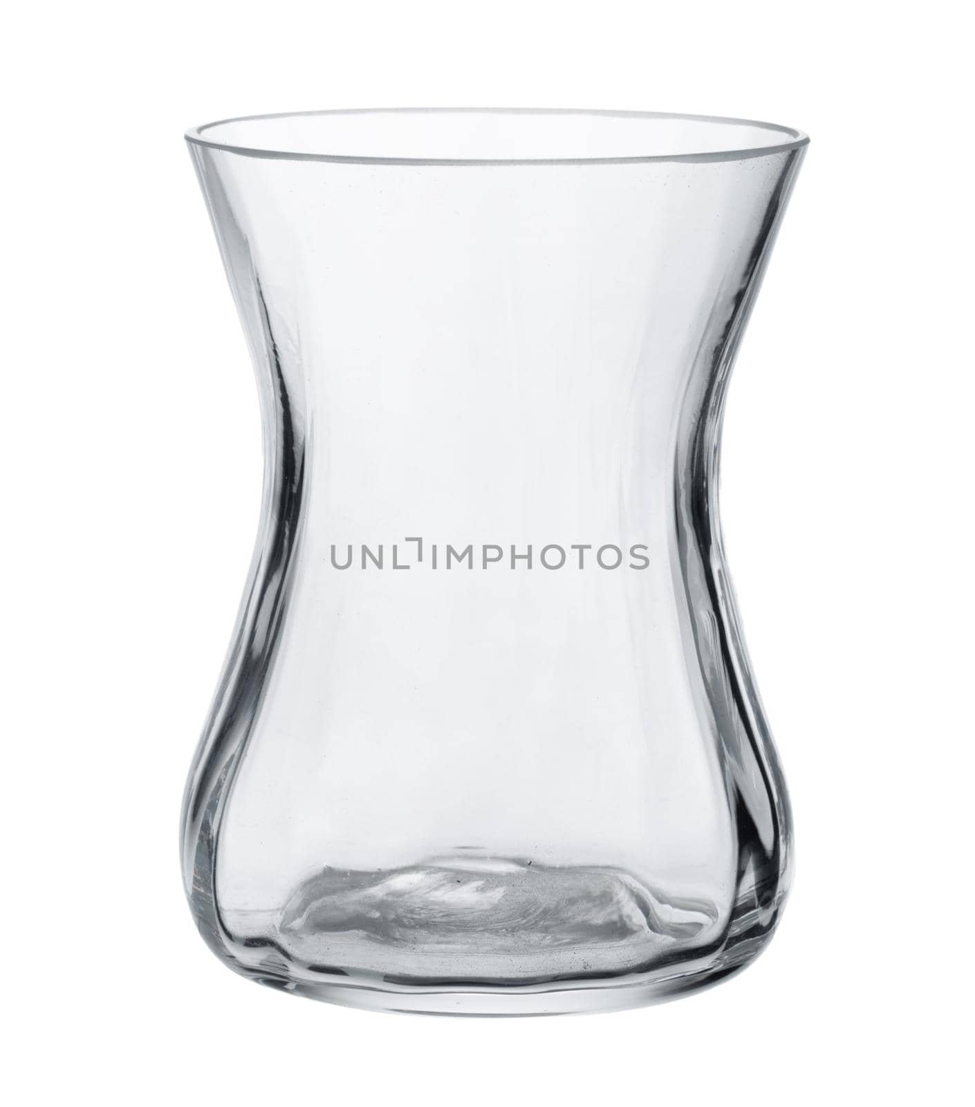 Glass cup isolated on white background close up photo