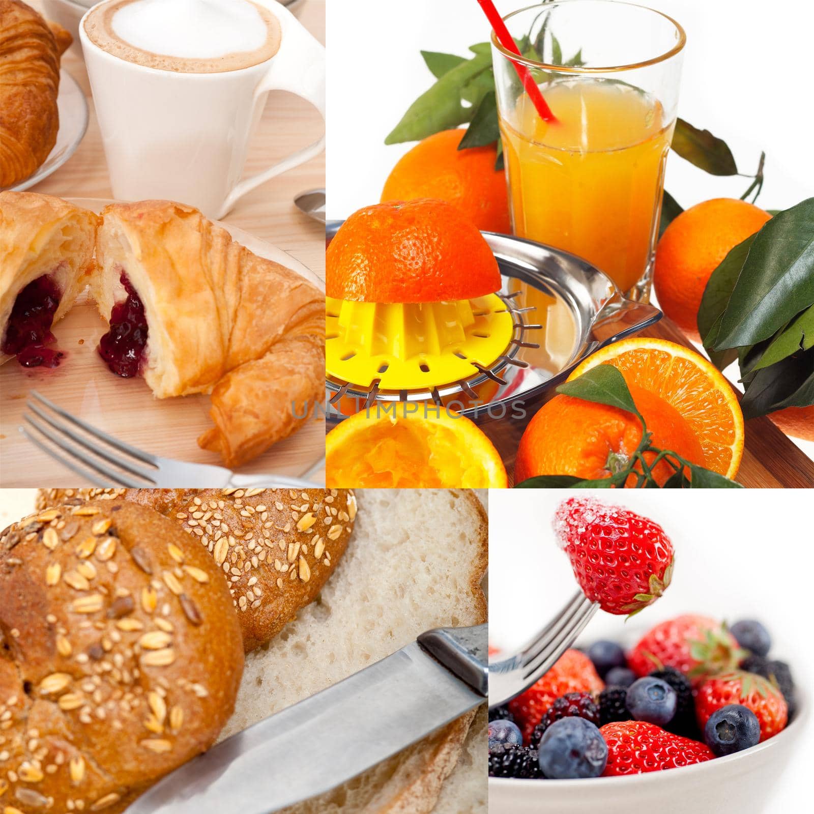 ealthy fresh nutritious vegetarian breakfast collage composition set