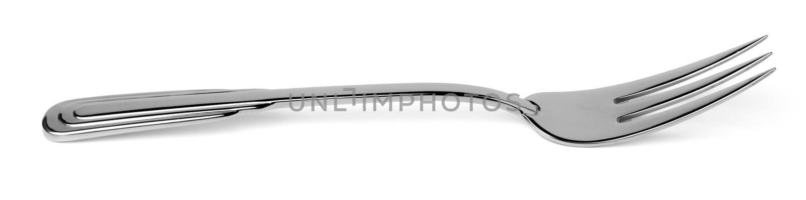 Steel metal fork isolated on white background by Fabrikasimf