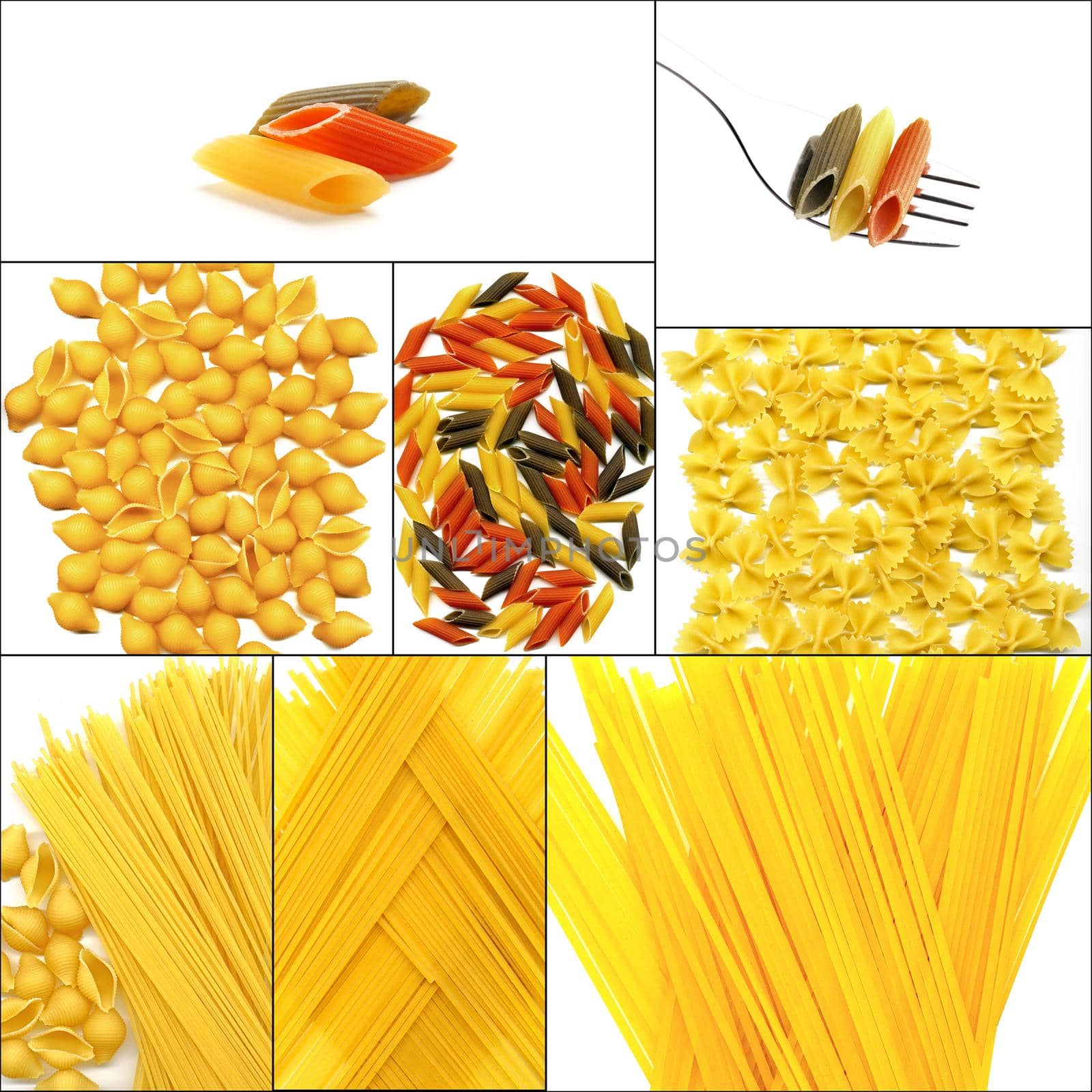 various type of Italian pasta collage by keko64