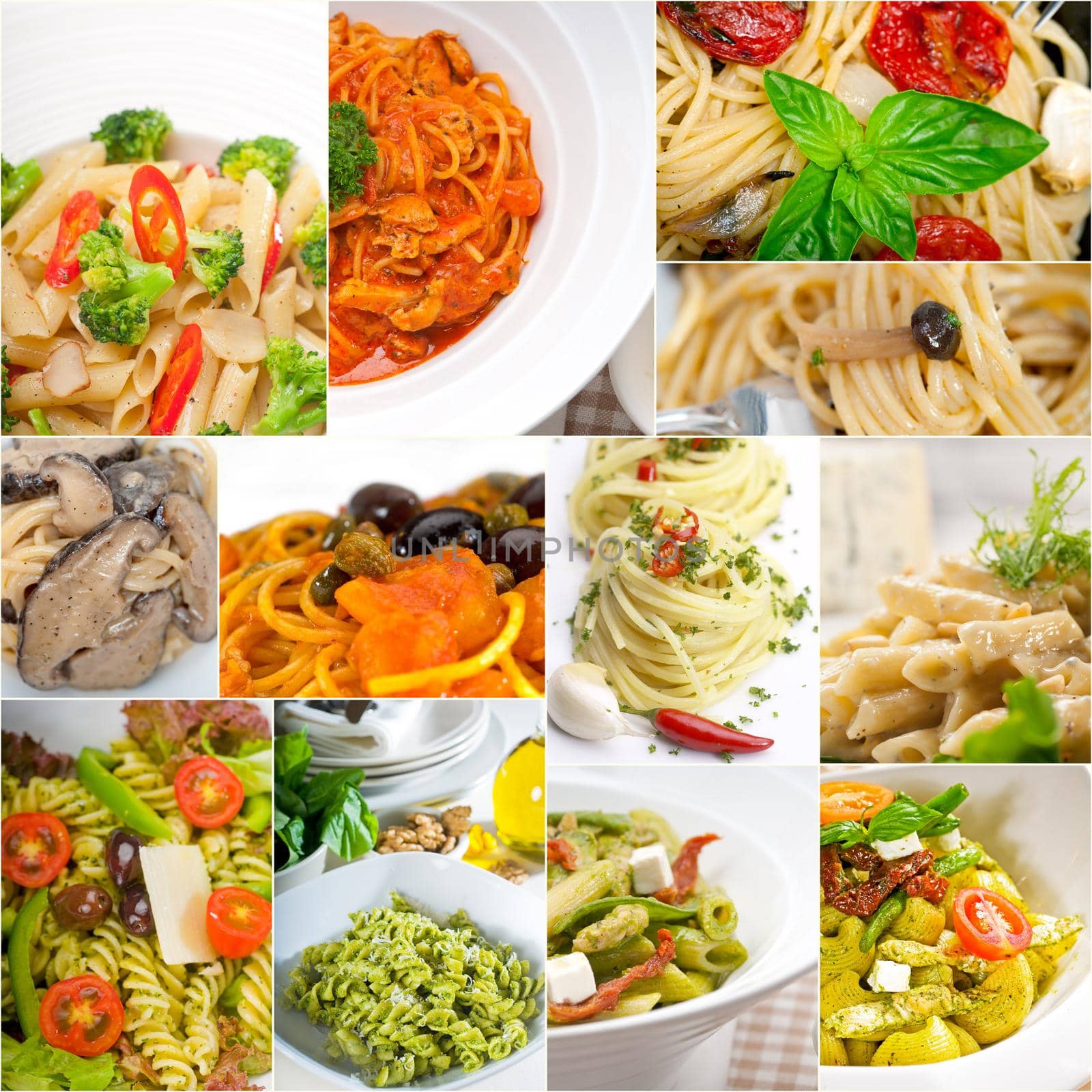 collection of different type of Italian pasta collage by keko64