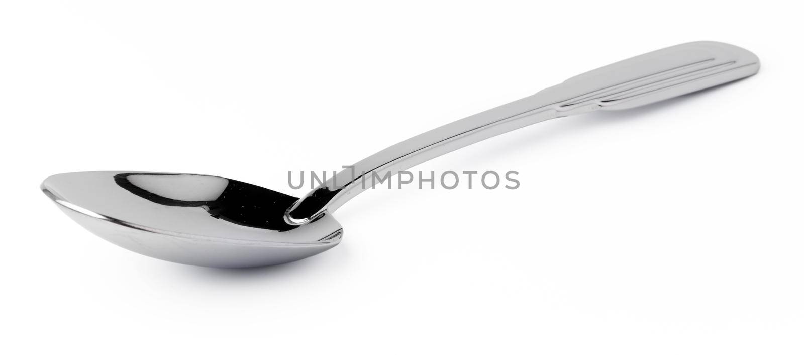 Metal steel spoon isolated on white background by Fabrikasimf
