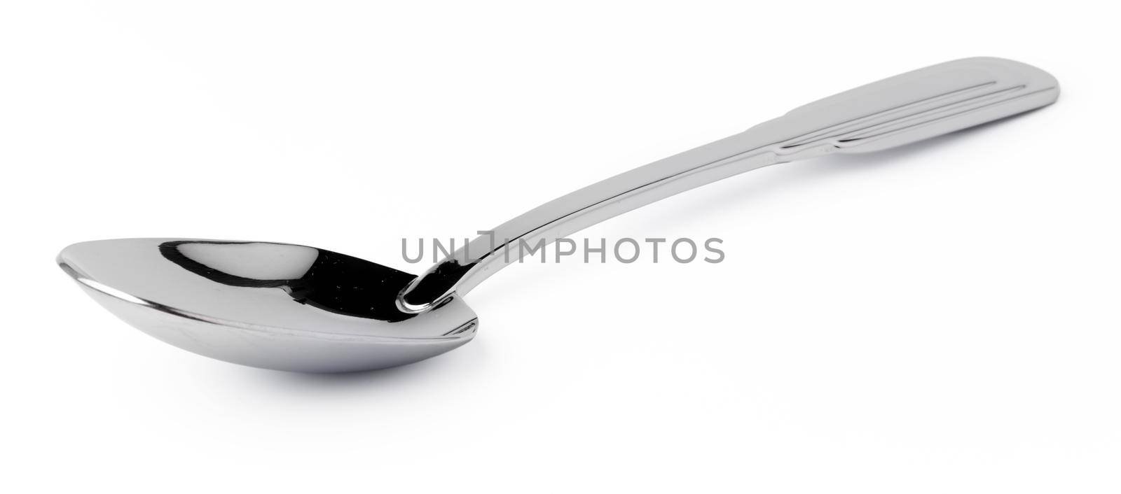 Metal steel spoon isolated on white background, cutlery