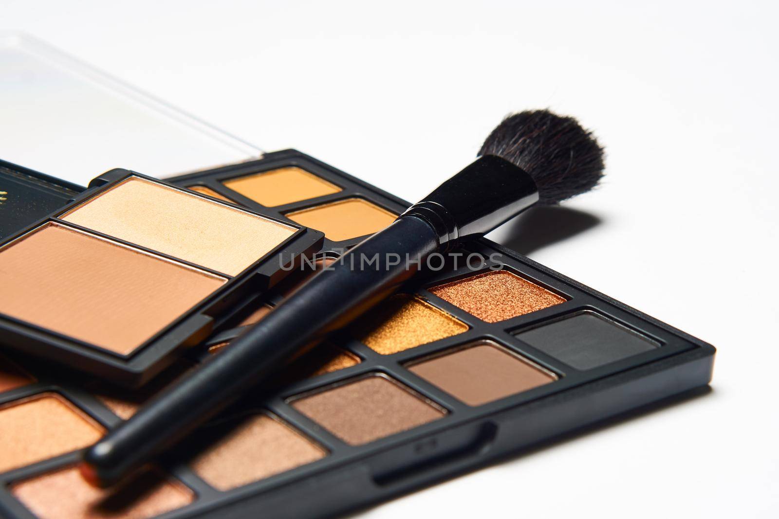 makeup brushes accessories cosmetics top view fashion. High quality photo