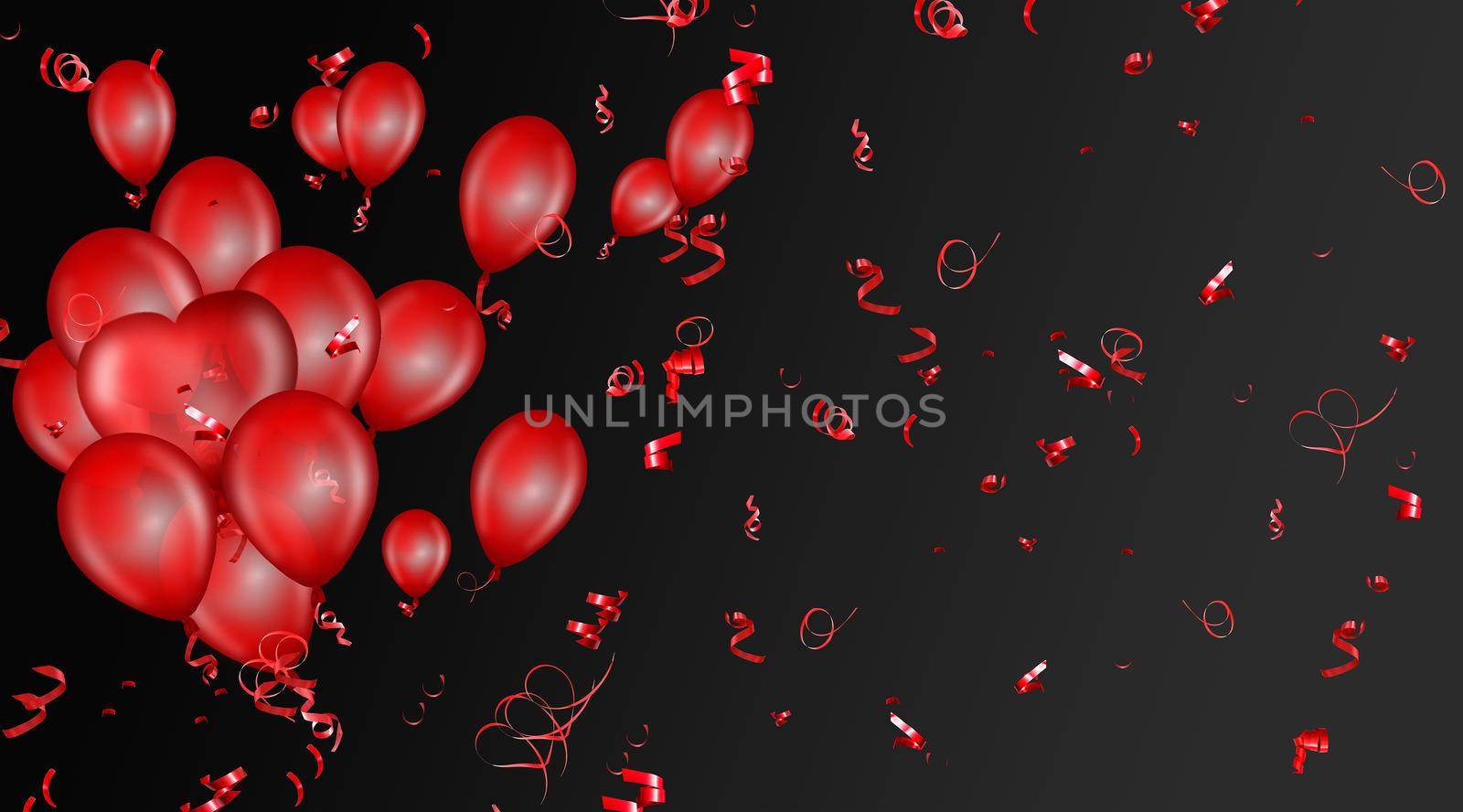 red balloons on a black background