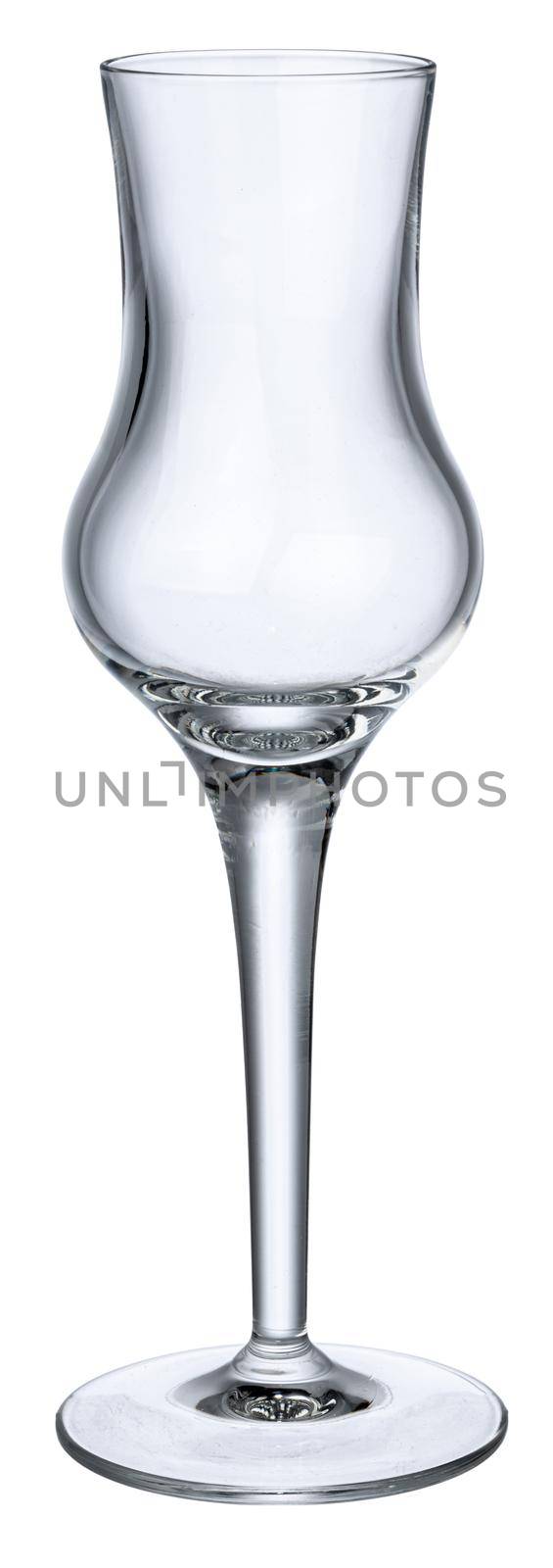 Empty champagne glass isolated on white background close up