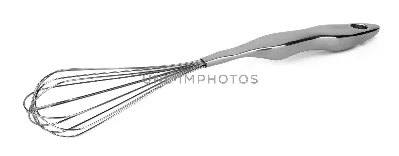 Aluminum new kitchen utensil isolated on white by Fabrikasimf