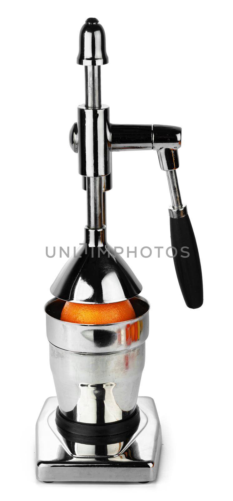 Mechanic juicer for citrus fruits isolated on white by Fabrikasimf
