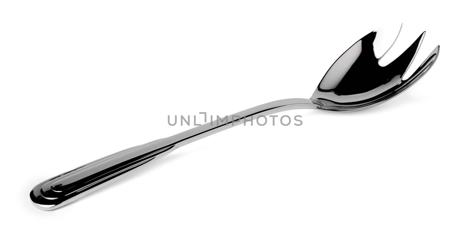 Metal steel spoon isolated on white background, cutlery