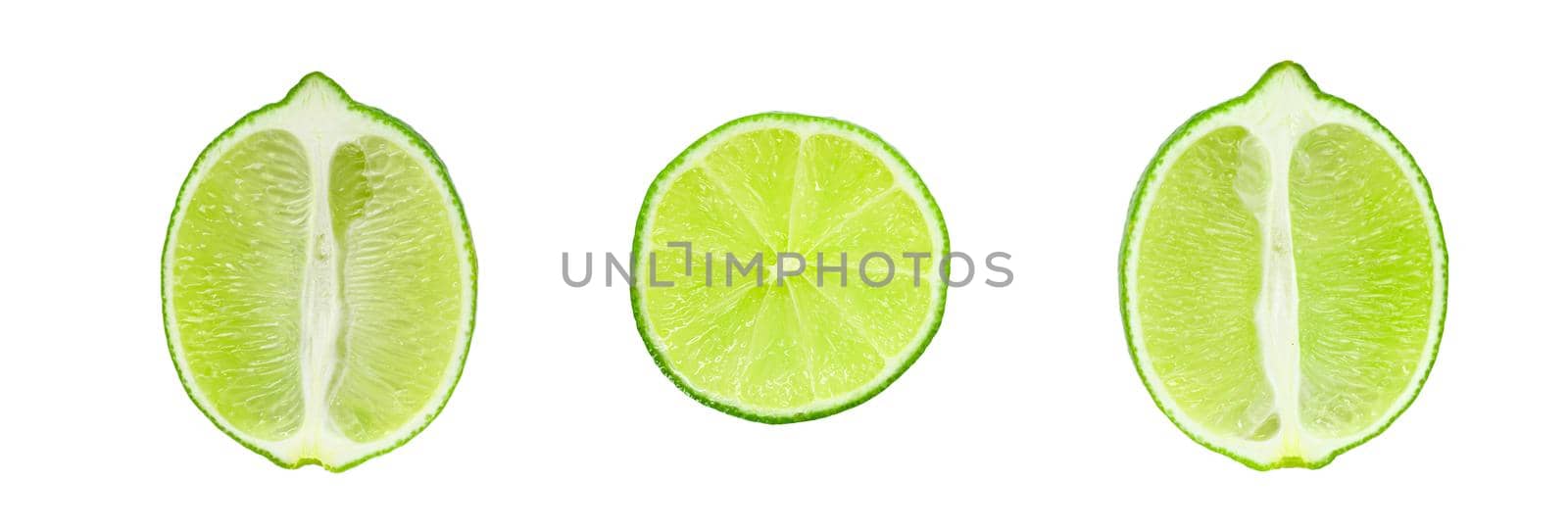 Pieces of lime isolated on white background. High quality photo