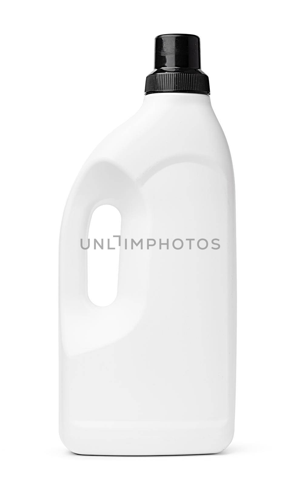 White plastic bottle of washing liquid isolated on white background by Fabrikasimf