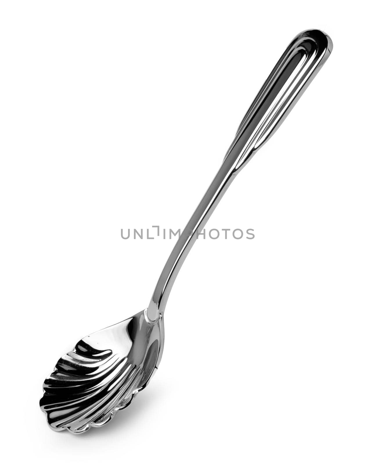 Grooved spoon for sugar/caviar isolated on white by Fabrikasimf