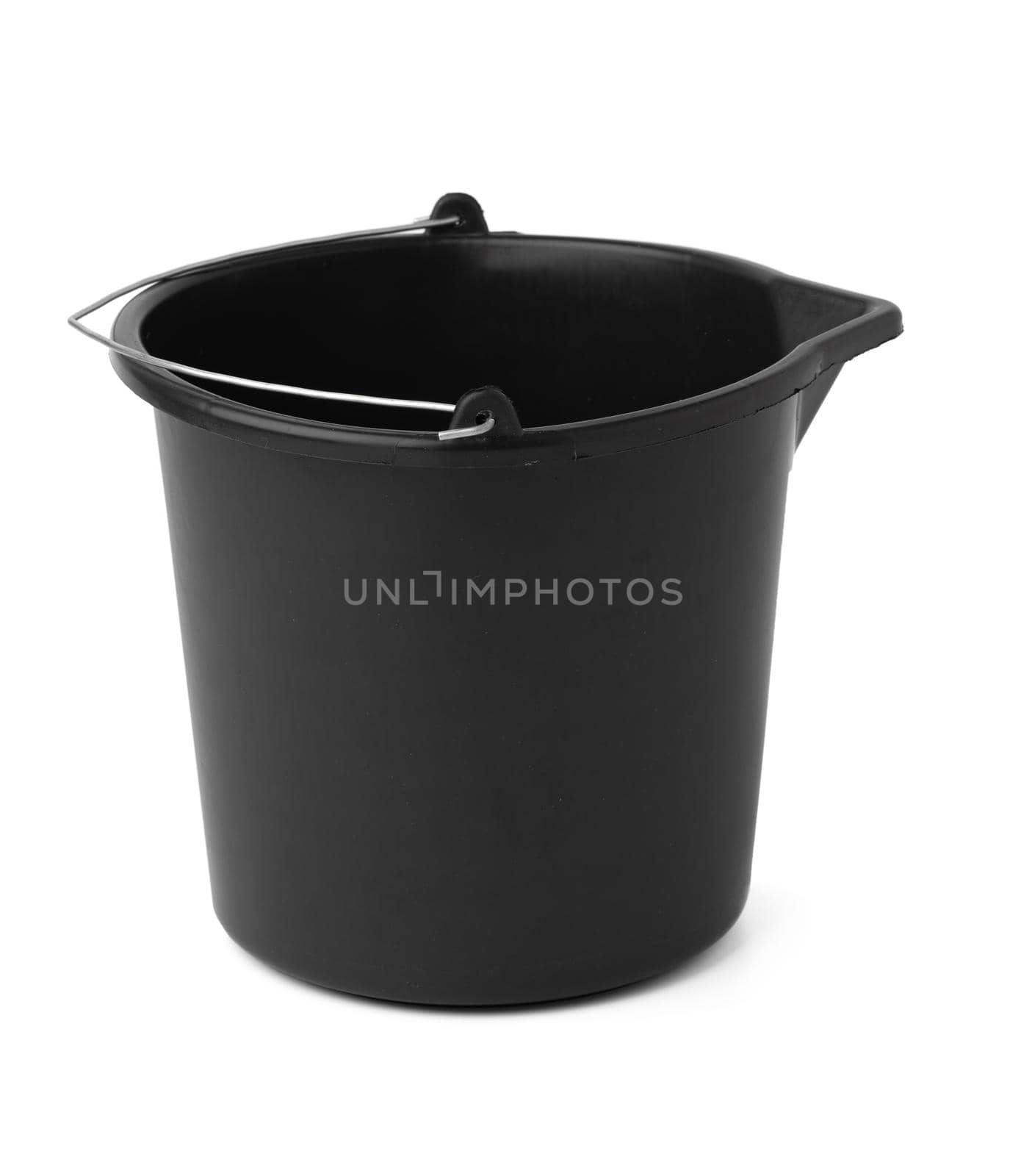 Single plastic bucket isolated on a white background, close up