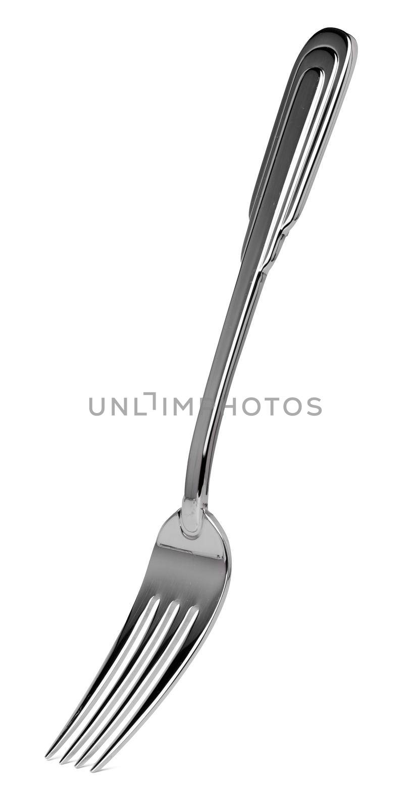 Steel metal fork isolated on white background by Fabrikasimf