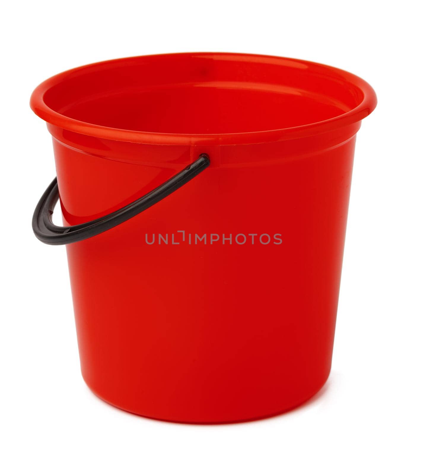 Single plastic bucket isolated on a white background, close up