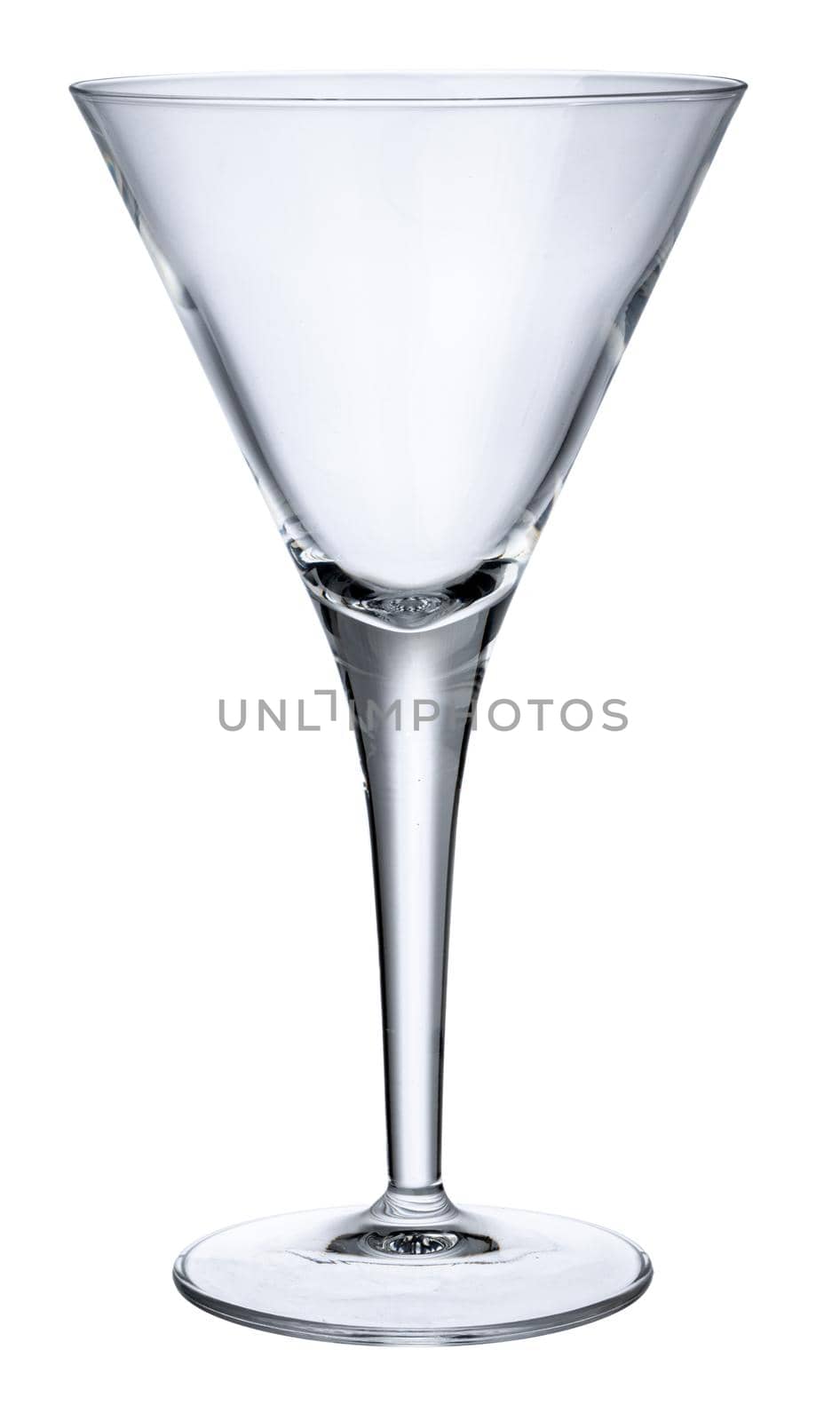 Empty new champagne glass isolated on white background