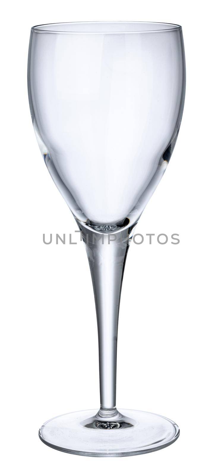 Empty wine glass isolated on white background close up