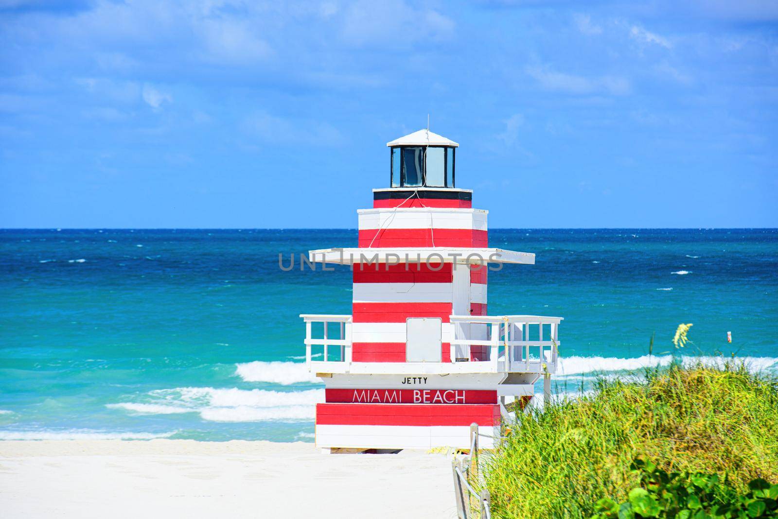 Travel location ocean concept. Miami Beach Lifeguard Stand in the Florida sunshine