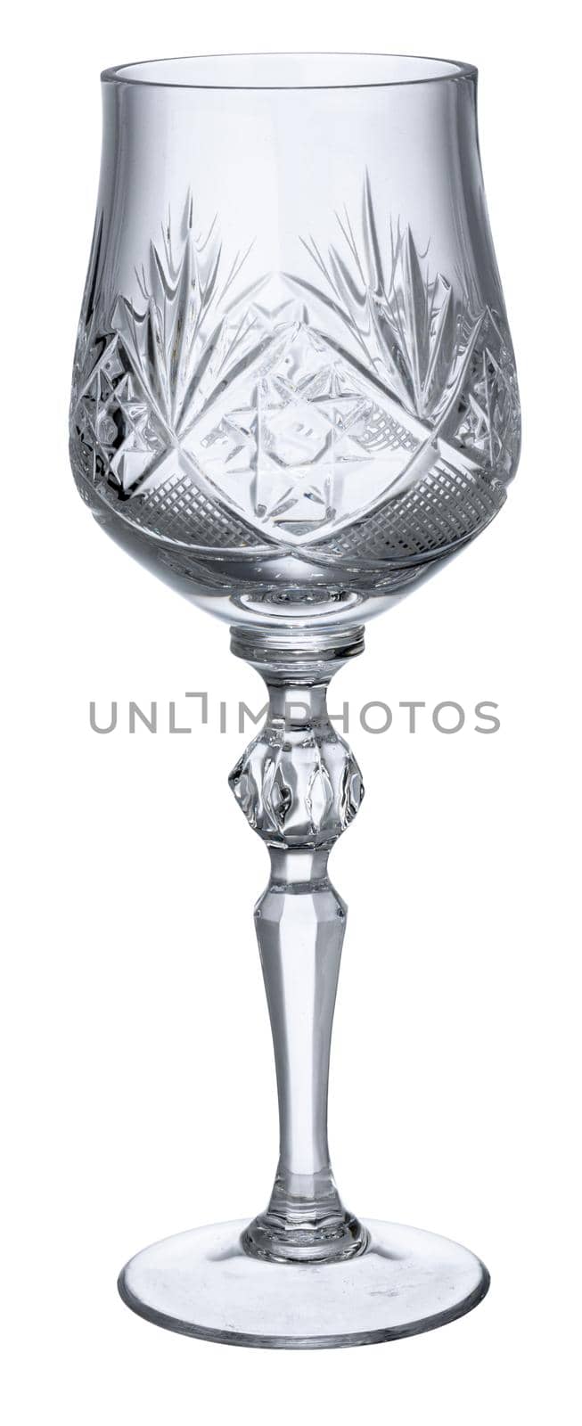 Empty champagne glass isolated on white background close up
